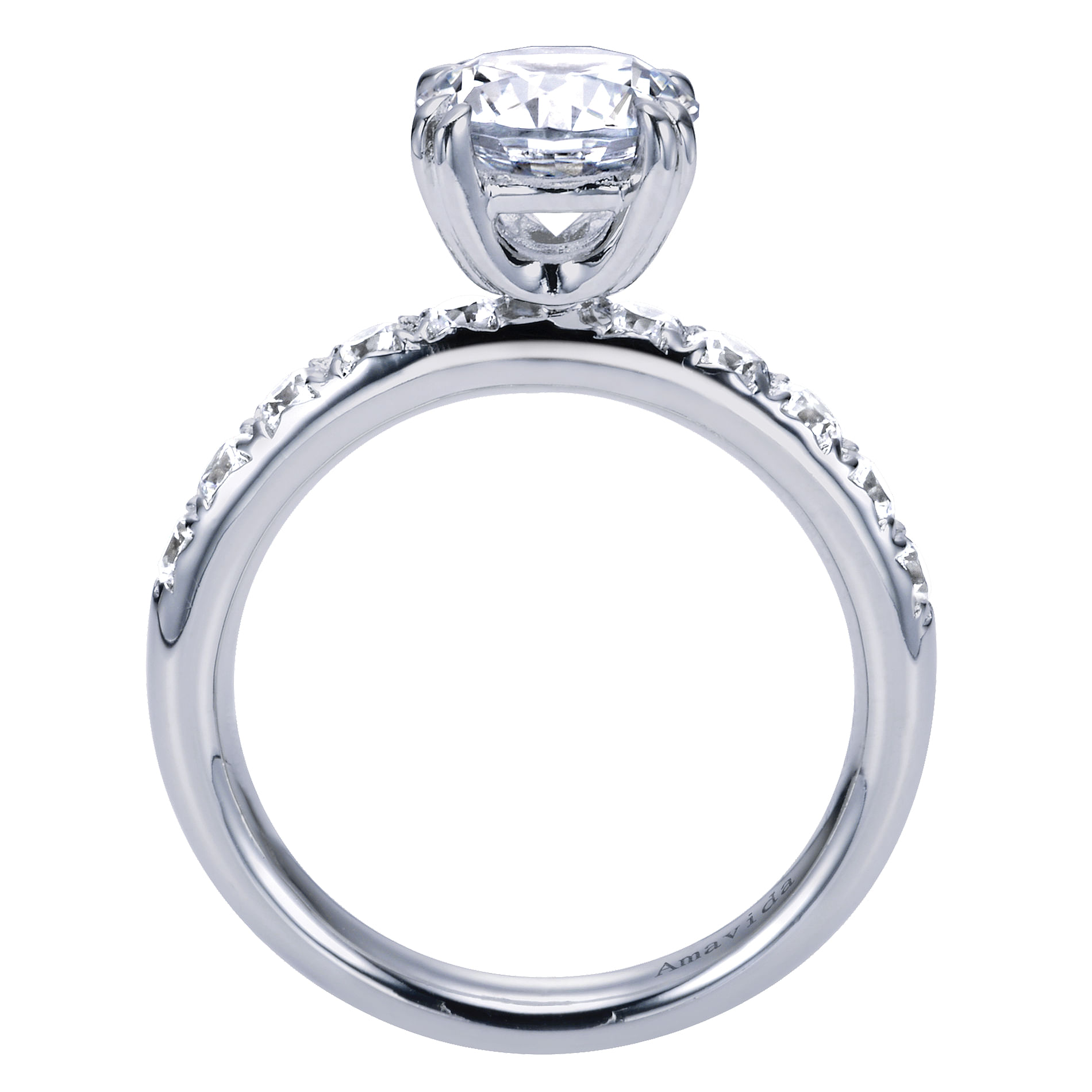 18k White Gold Diamond Straight Engagement Ring angle 2 18k White Gold Diamond Straight Engagement Ring angle 2