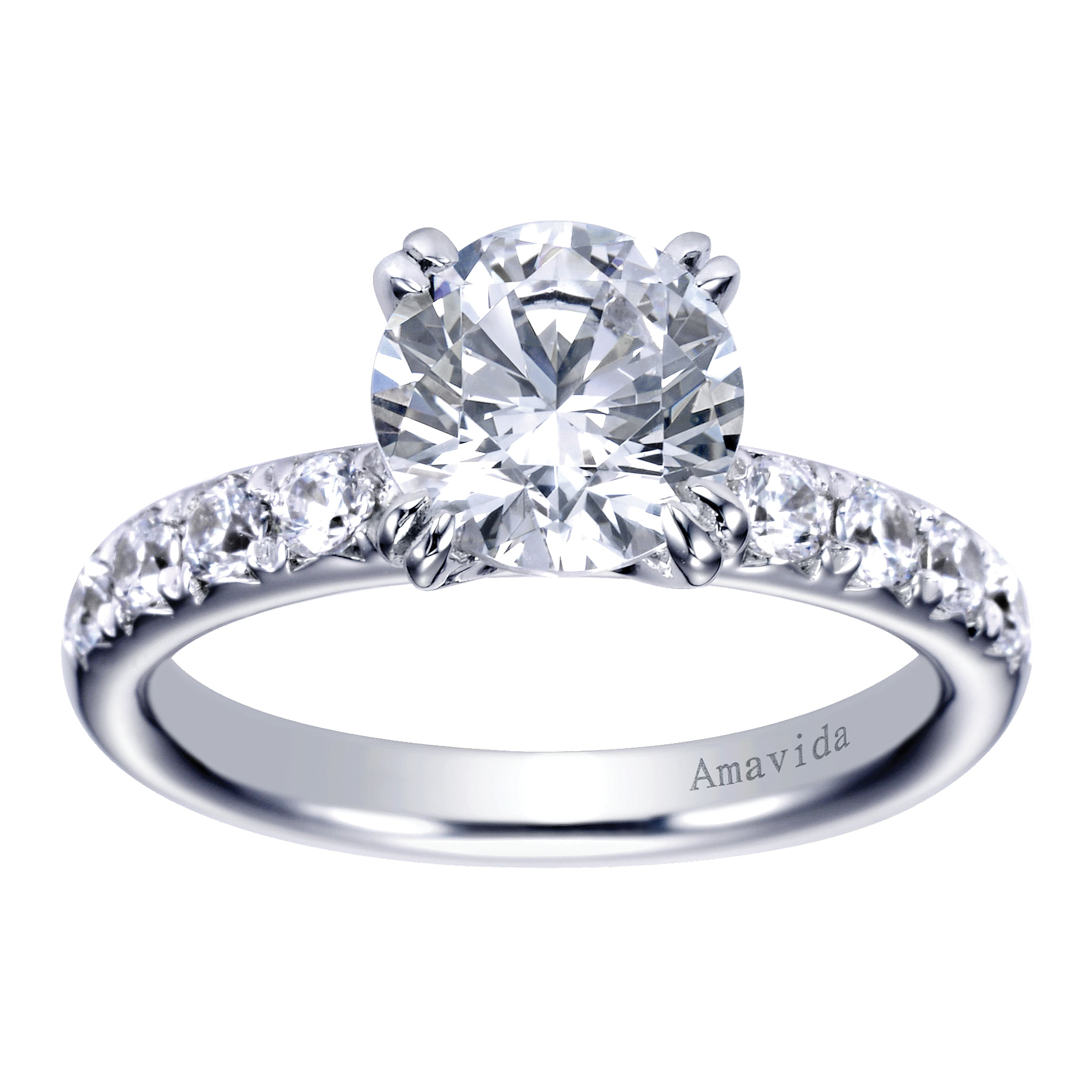 18k White Gold Diamond Straight Engagement Ring angle 5 18k White Gold Diamond Straight Engagement Ring angle 5
