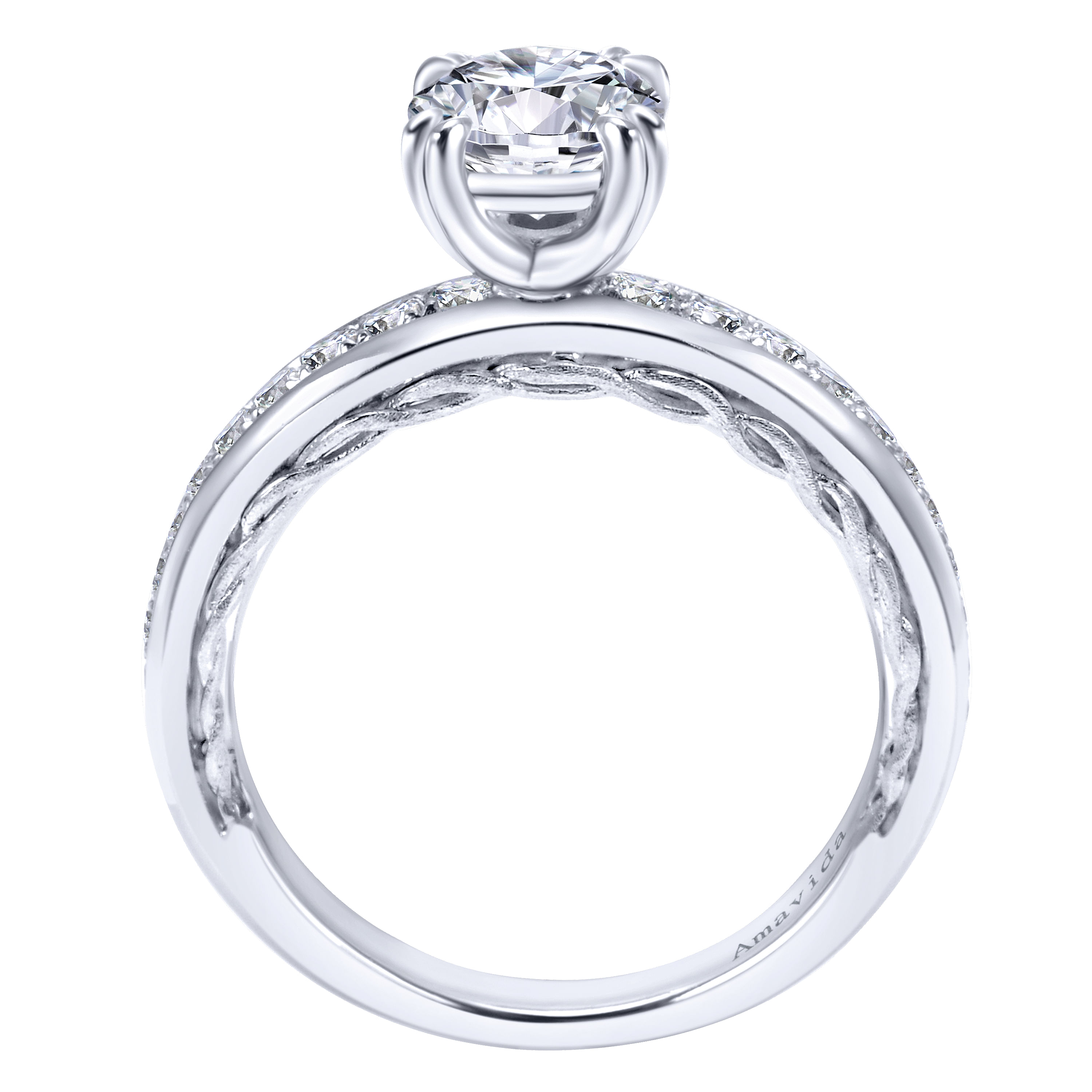 18k White Gold Diamond Straight Engagement Ring angle 2 18k White Gold Diamond Straight Engagement Ring angle 2
