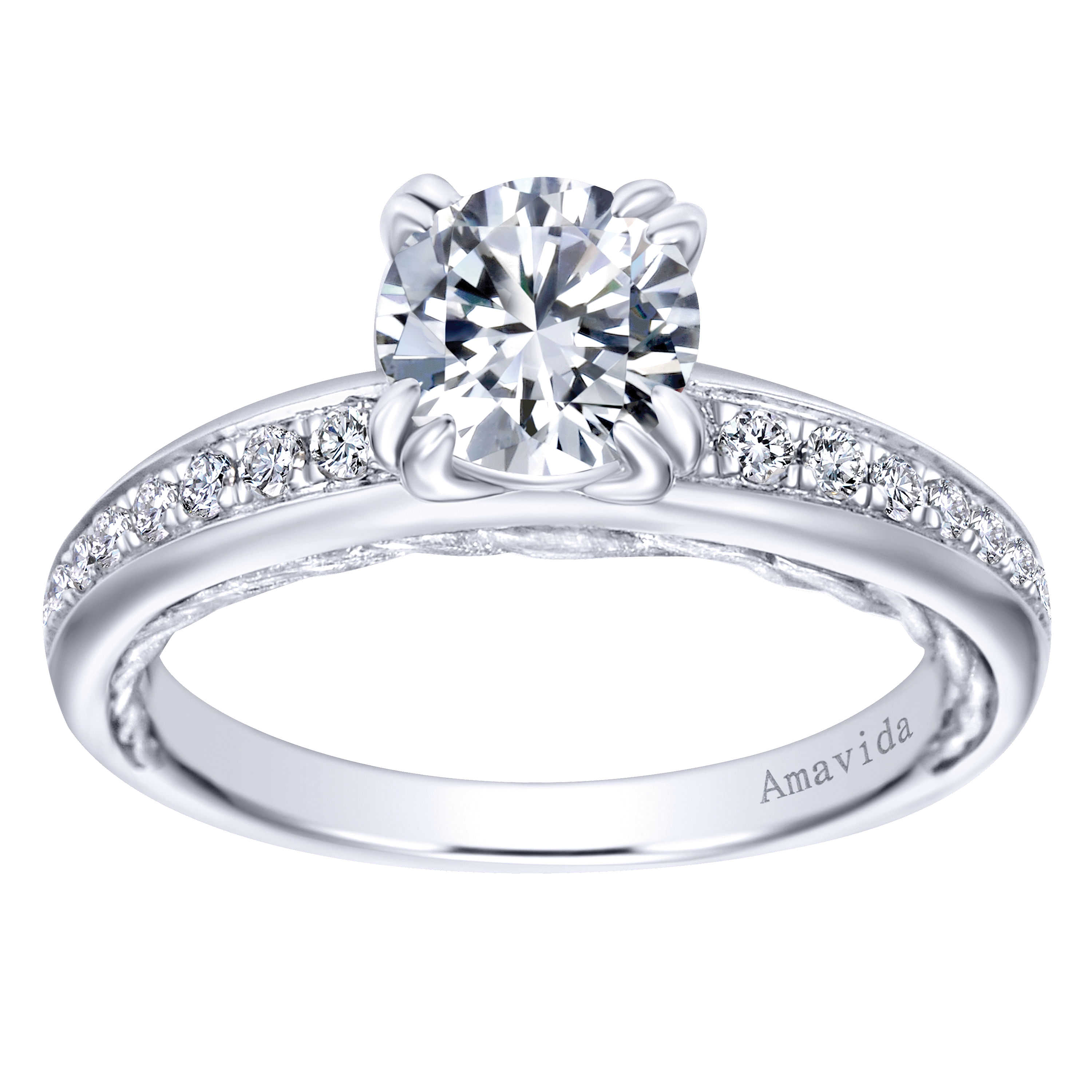 18k White Gold Diamond Straight Engagement Ring angle 5 18k White Gold Diamond Straight Engagement Ring angle 5