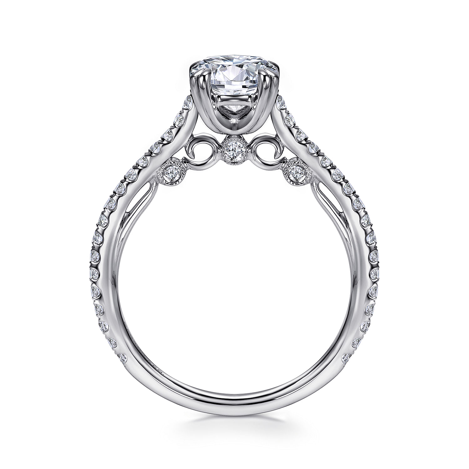 18k White Gold Diamond Straight Engagement Ring angle 2 18k White Gold Diamond Straight Engagement Ring angle 2
