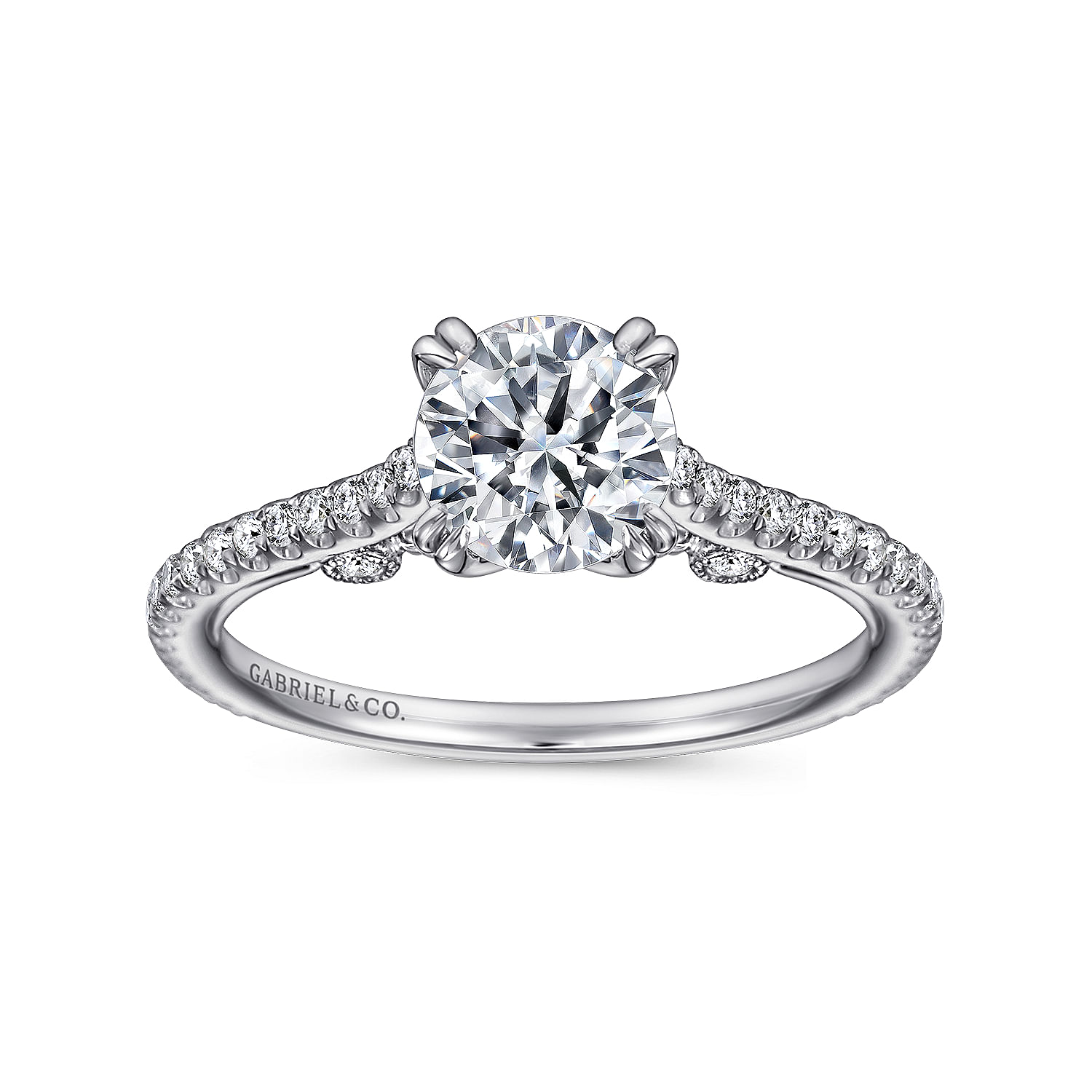 18k White Gold Diamond Straight Engagement Ring angle 5 18k White Gold Diamond Straight Engagement Ring angle 5