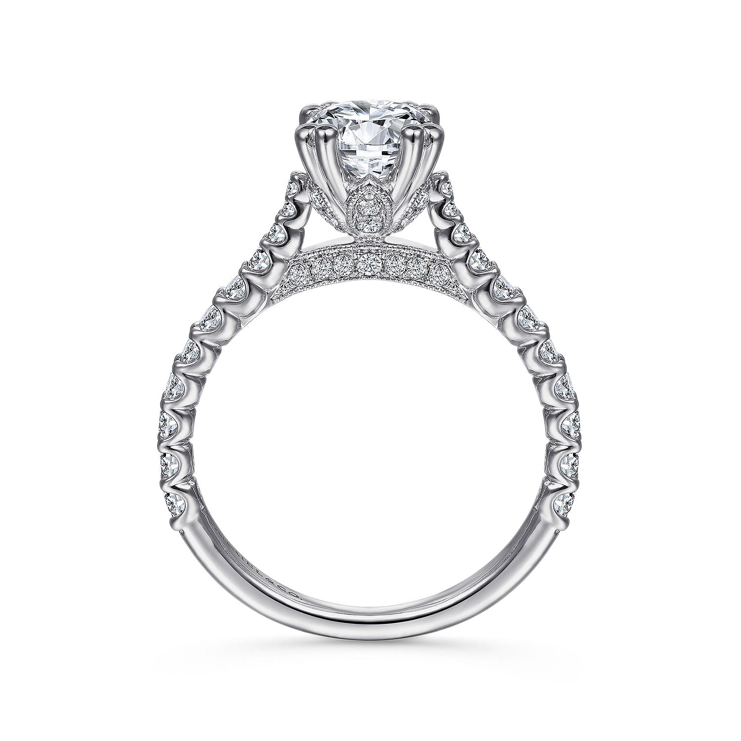 18k White Gold Diamond Straight Engagement Ring angle 2 18k White Gold Diamond Straight Engagement Ring angle 2