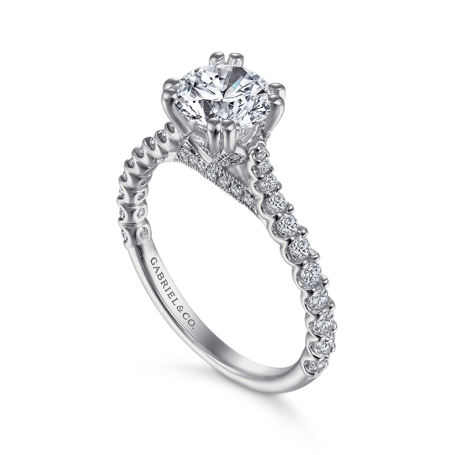 18k White Gold Diamond Straight Engagement Ring angle 3 18k White Gold Diamond Straight Engagement Ring angle 3