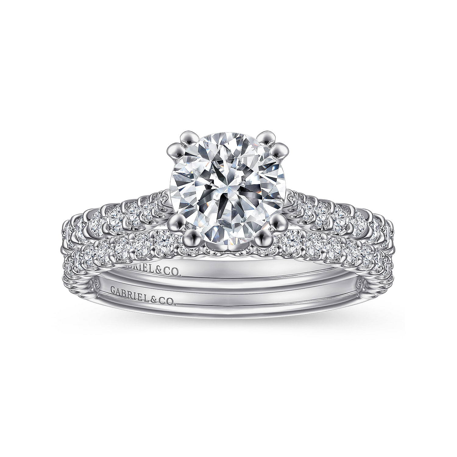 18k White Gold Diamond Straight Engagement Ring angle 4 18k White Gold Diamond Straight Engagement Ring angle 4