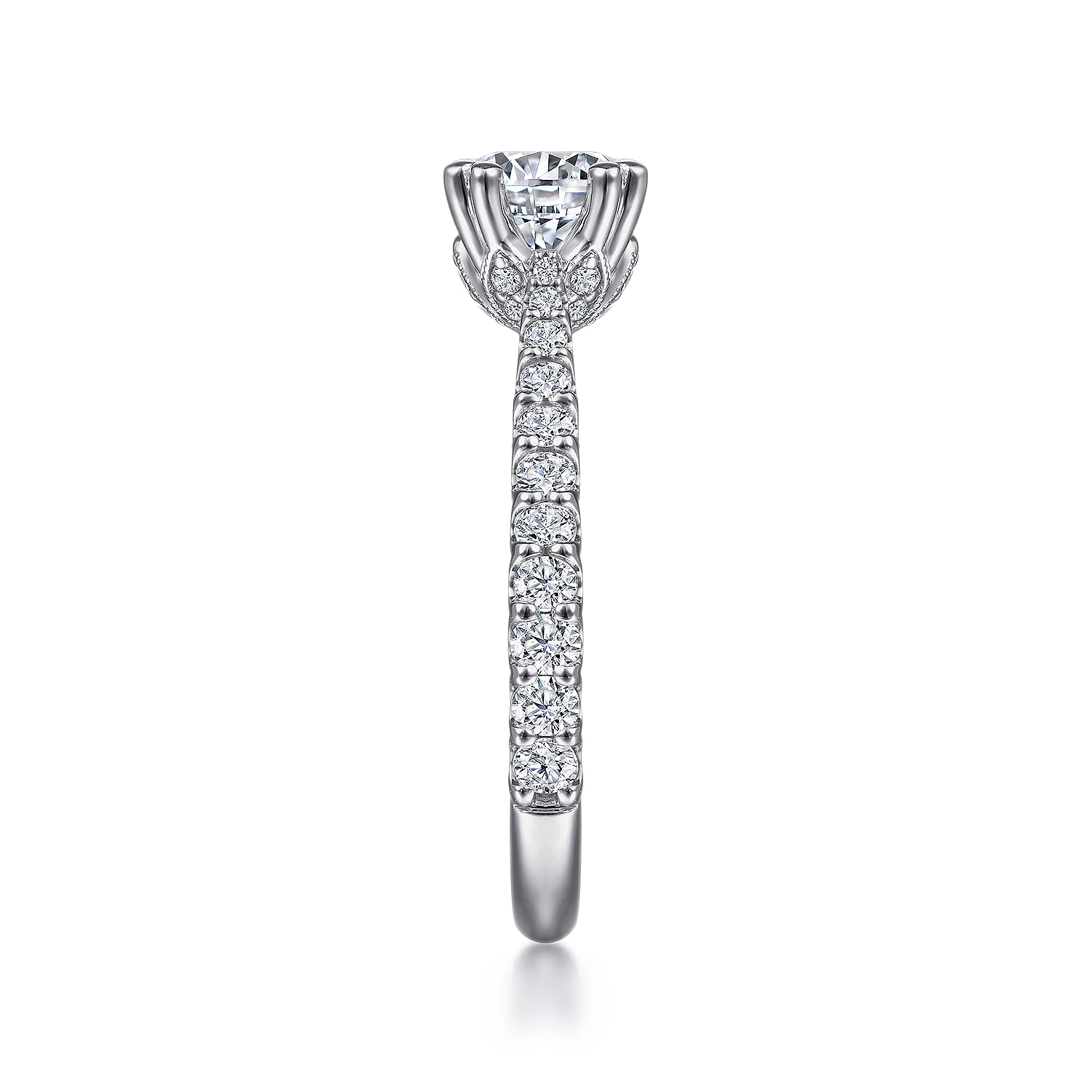 18k White Gold Diamond Straight Engagement Ring angle 5 18k White Gold Diamond Straight Engagement Ring angle 5