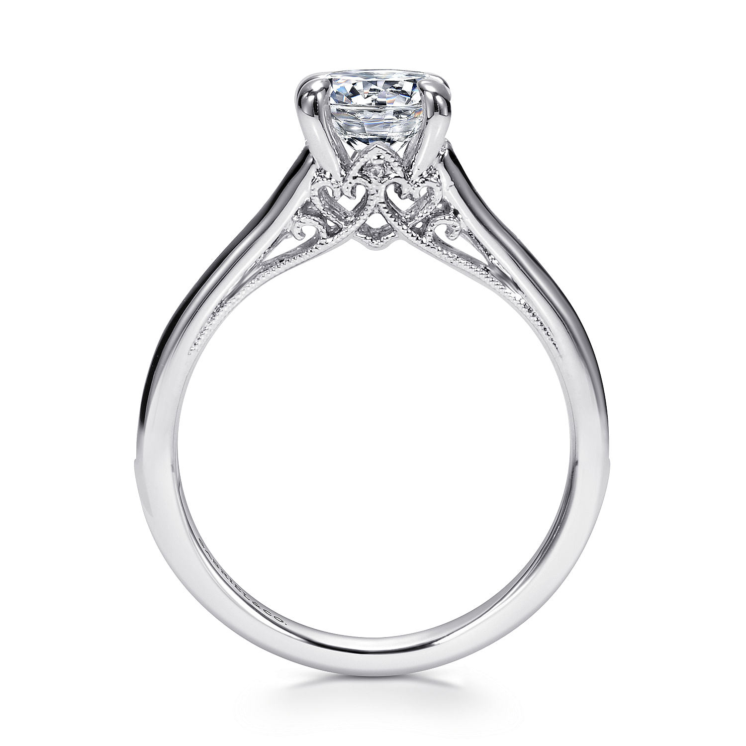 18k White Gold Diamond Straight Engagement Ring angle 2 18k White Gold Diamond Straight Engagement Ring angle 2
