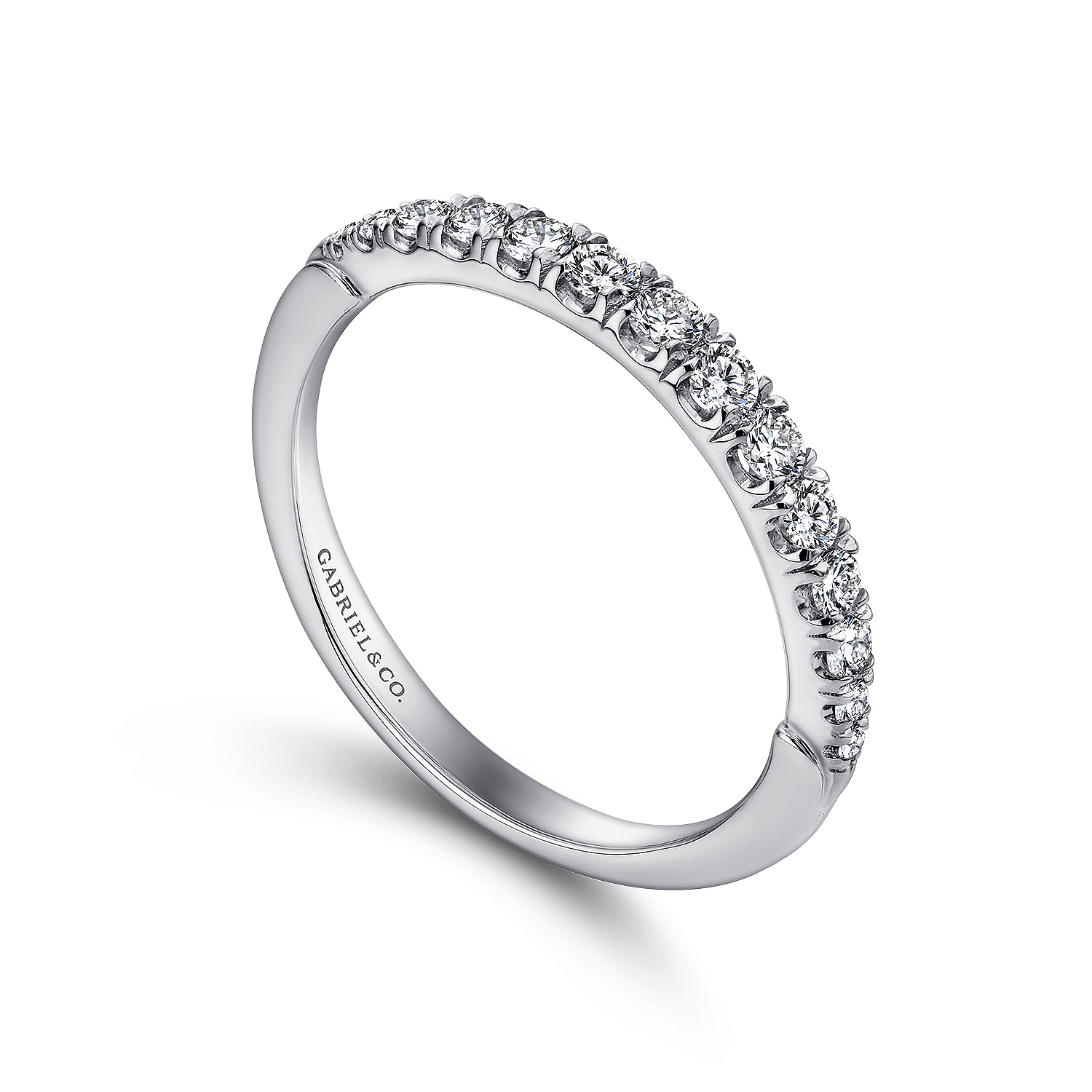 18k White Gold Diamond Straight Wedding Band angle 3 18k White Gold Diamond Straight Wedding Band angle 3