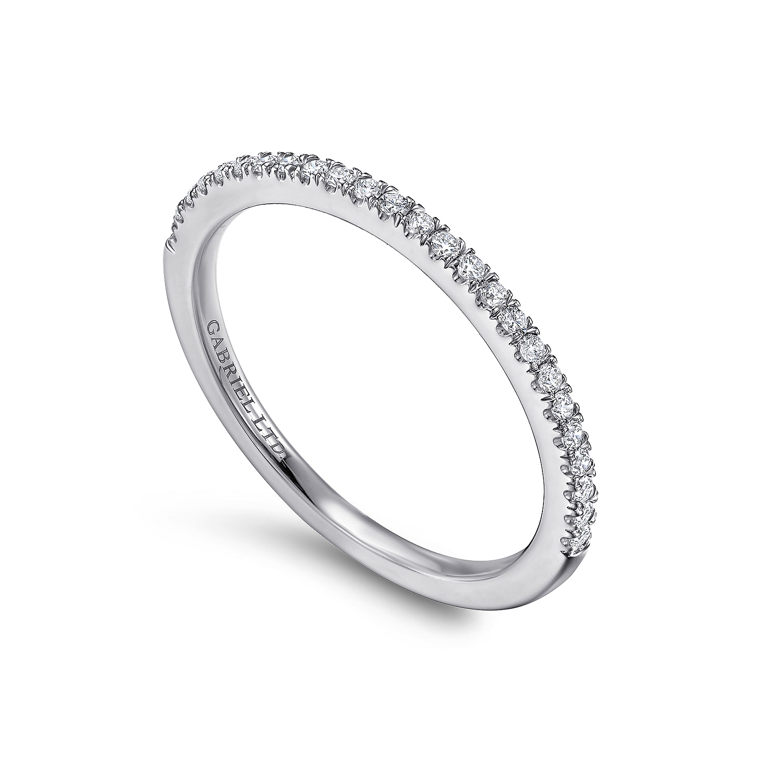 18k White Gold Diamond Straight Wedding Band angle 3 18k White Gold Diamond Straight Wedding Band angle 3