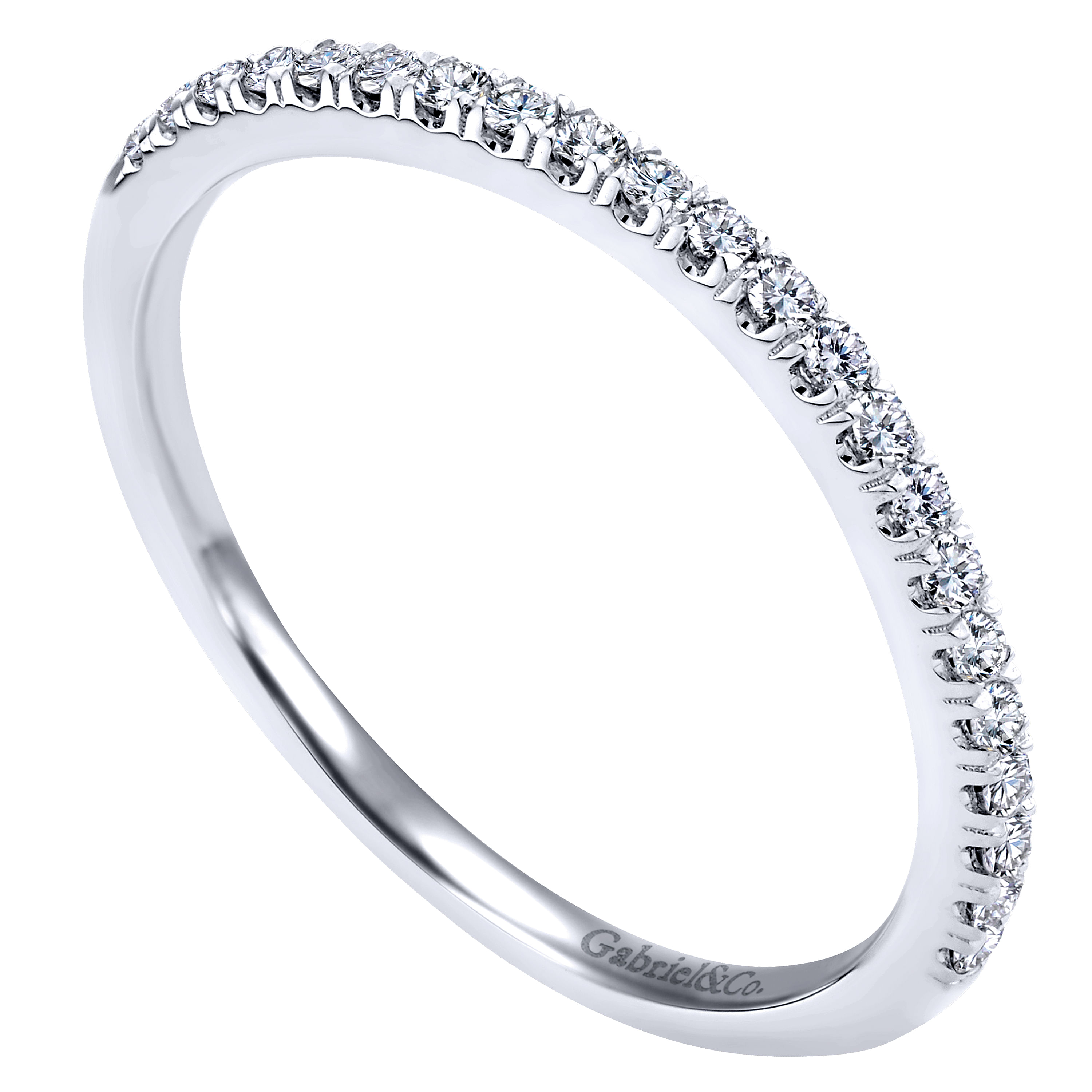 18k White Gold Diamond Straight Wedding Band angle 3 18k White Gold Diamond Straight Wedding Band angle 3