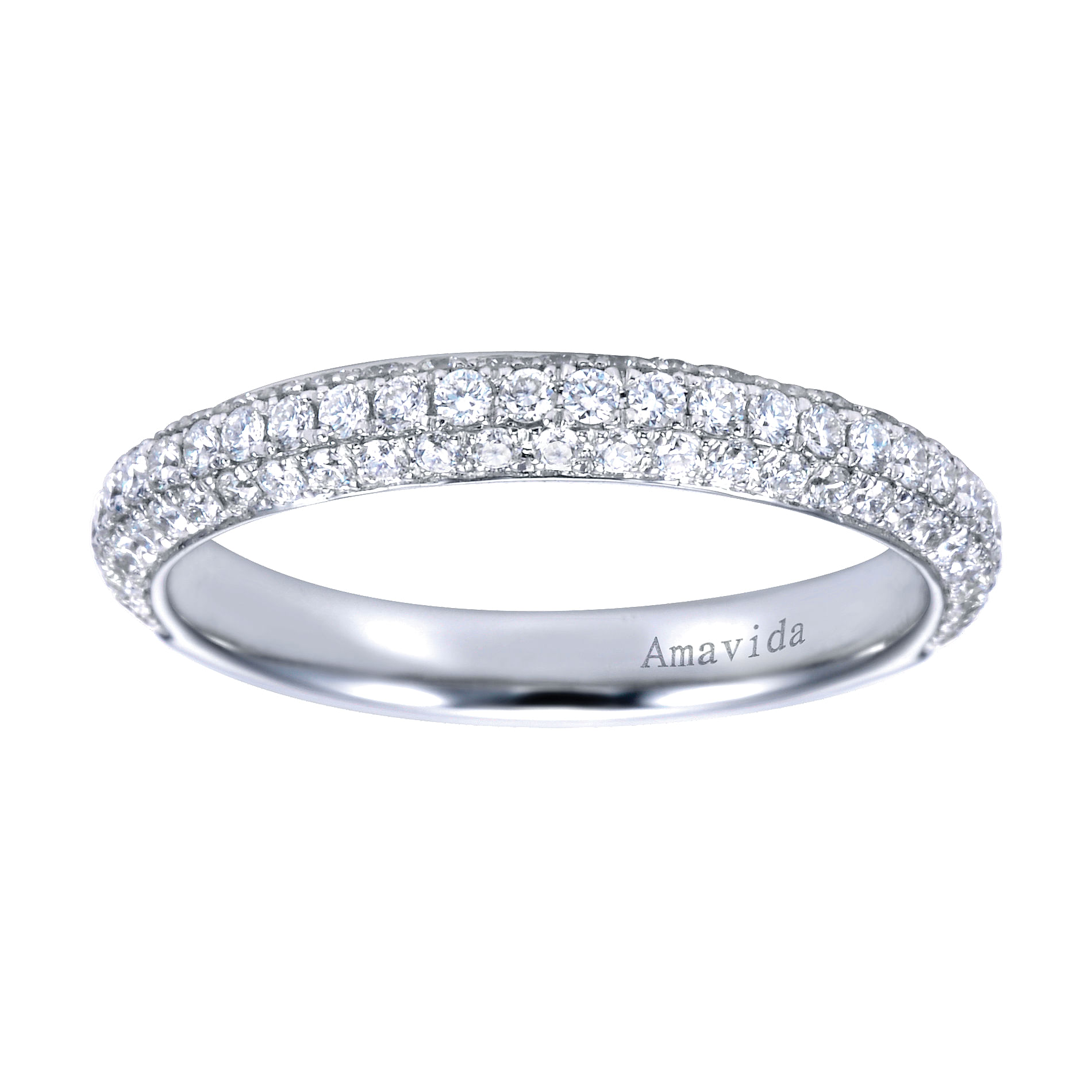 18k White Gold Diamond Straight Wedding Band angle 5 18k White Gold Diamond Straight Wedding Band angle 5
