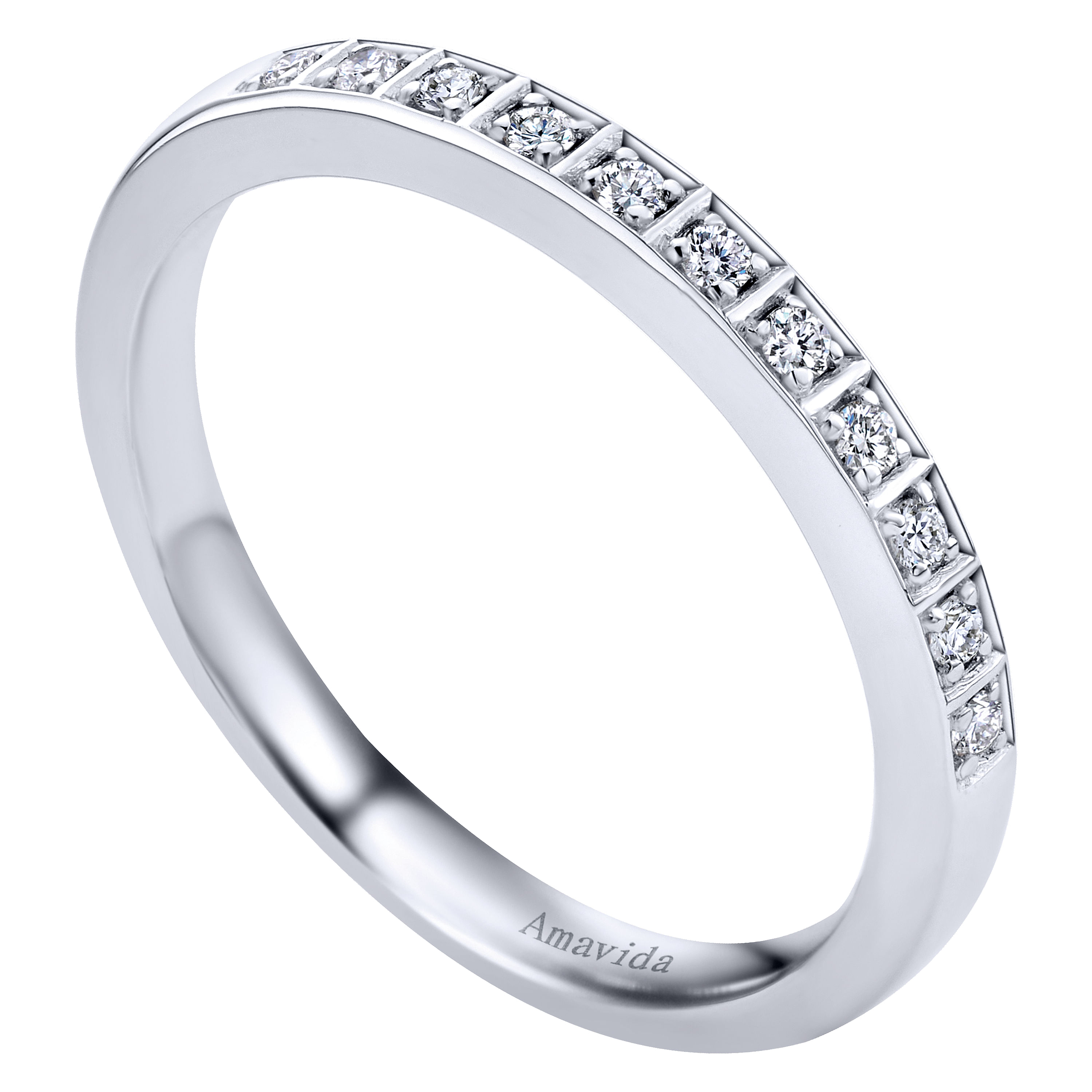 18k White Gold Diamond Straight Wedding Band angle 3 18k White Gold Diamond Straight Wedding Band angle 3