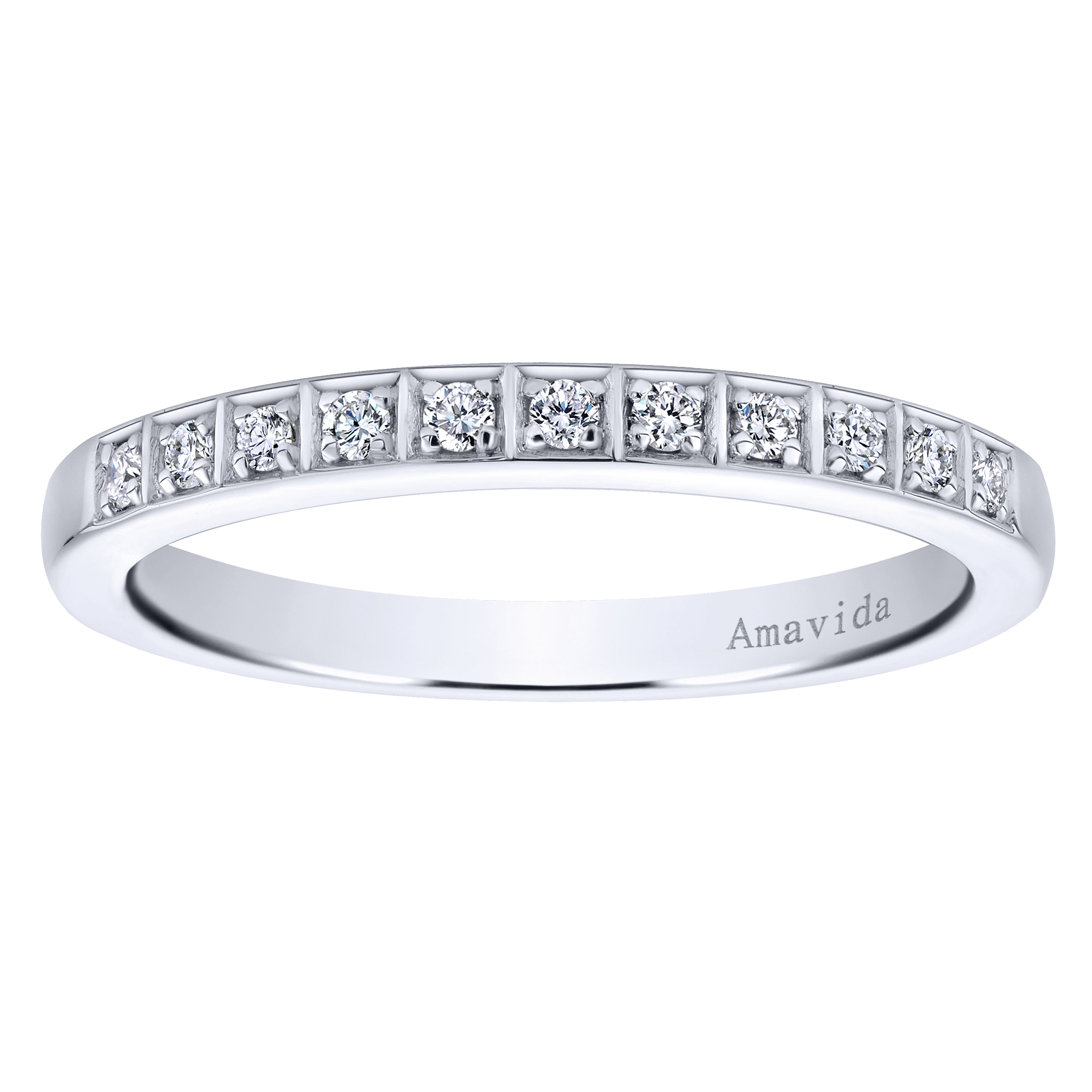 18k White Gold Diamond Straight Wedding Band angle 5 18k White Gold Diamond Straight Wedding Band angle 5