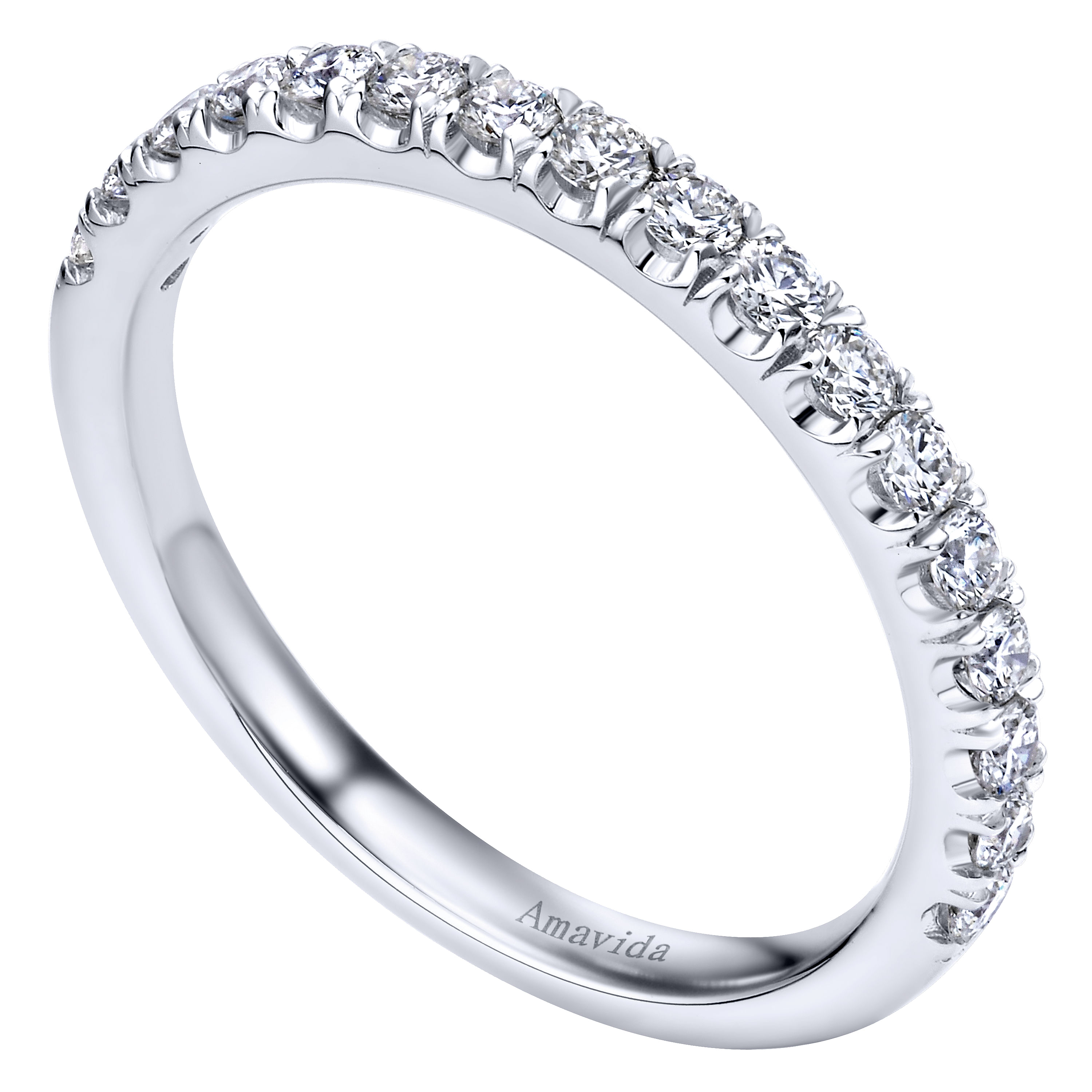 18k White Gold Diamond Straight Wedding Band angle 3 18k White Gold Diamond Straight Wedding Band angle 3