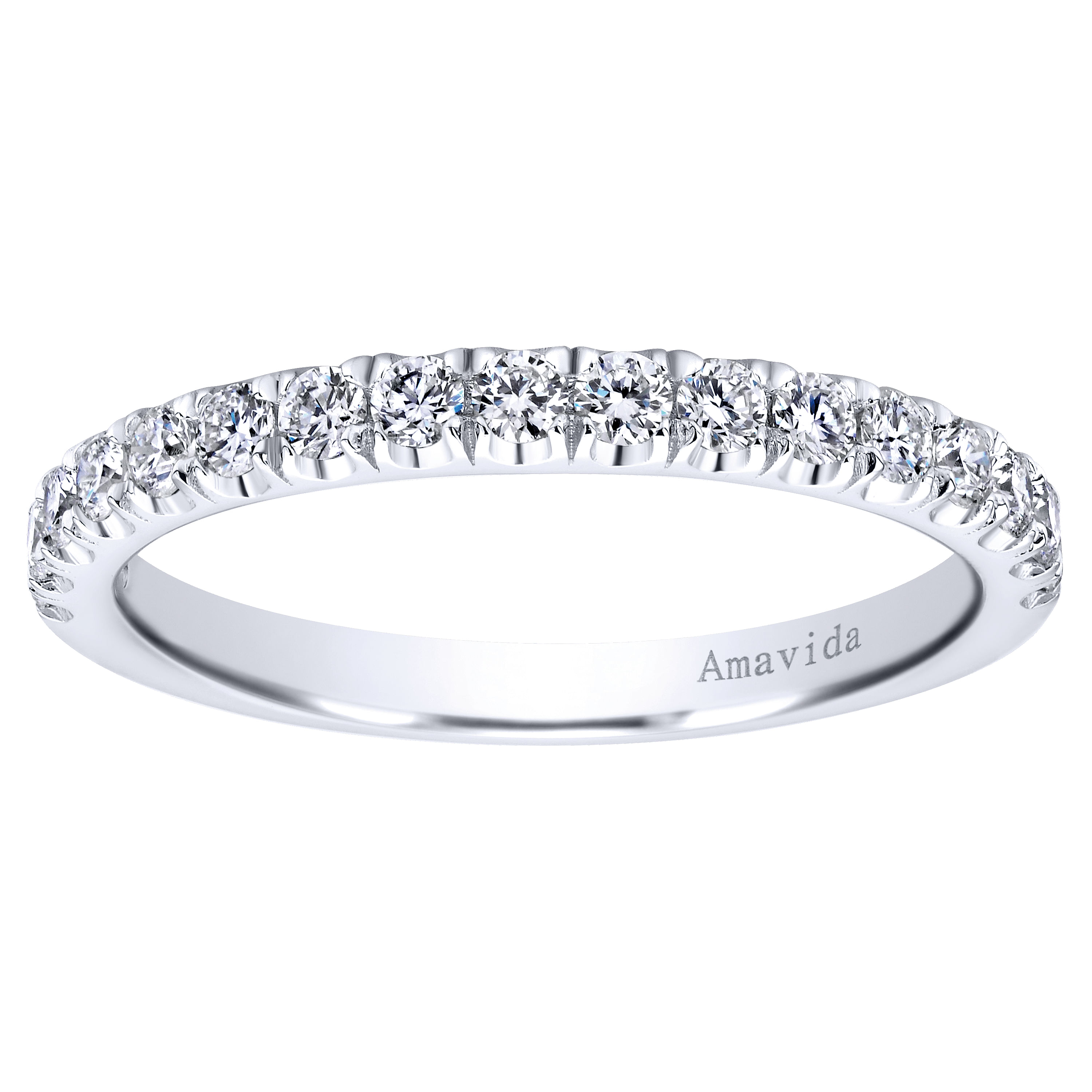 18k White Gold Diamond Straight Wedding Band angle 5 18k White Gold Diamond Straight Wedding Band angle 5
