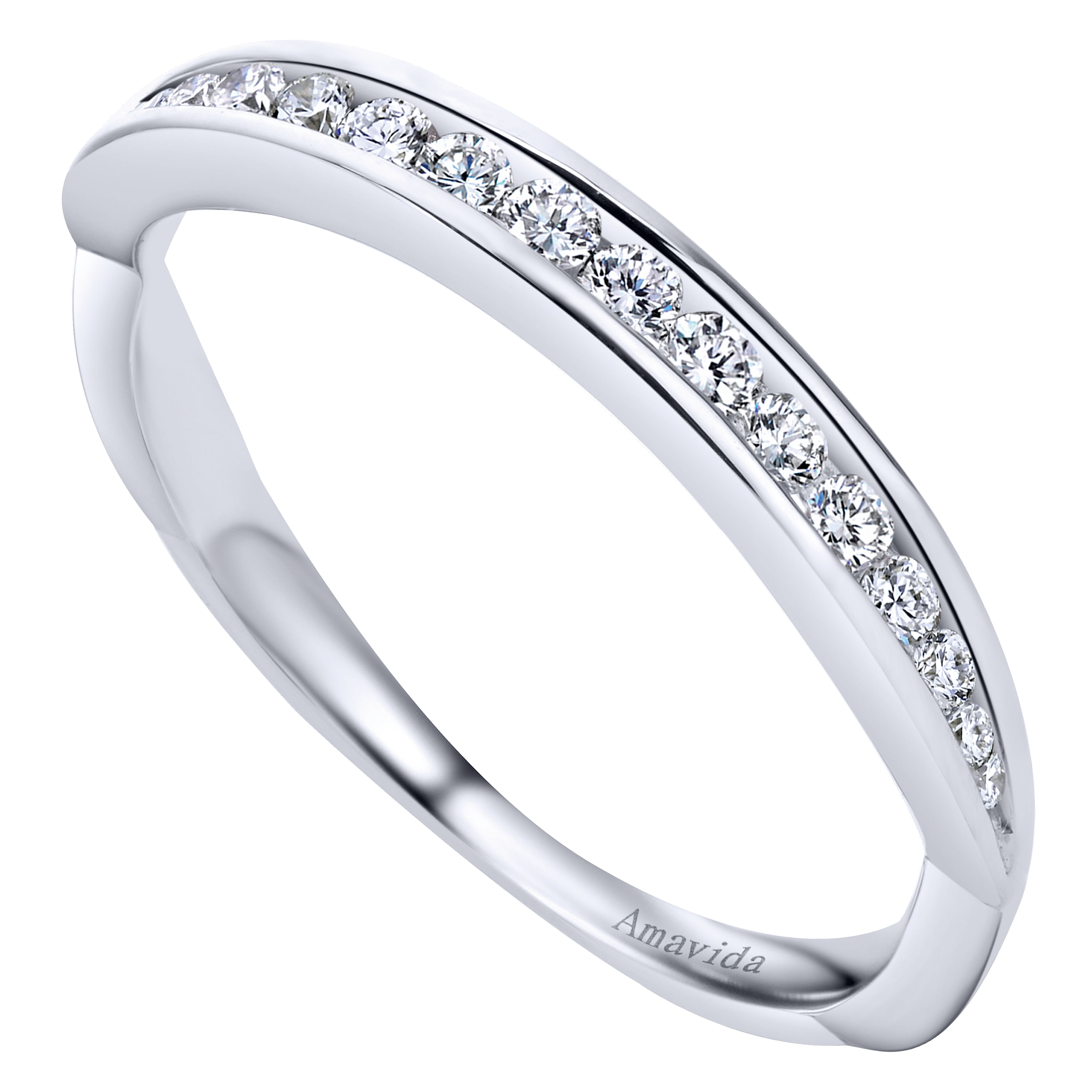 18k White Gold Diamond Straight Wedding Band angle 3 18k White Gold Diamond Straight Wedding Band angle 3