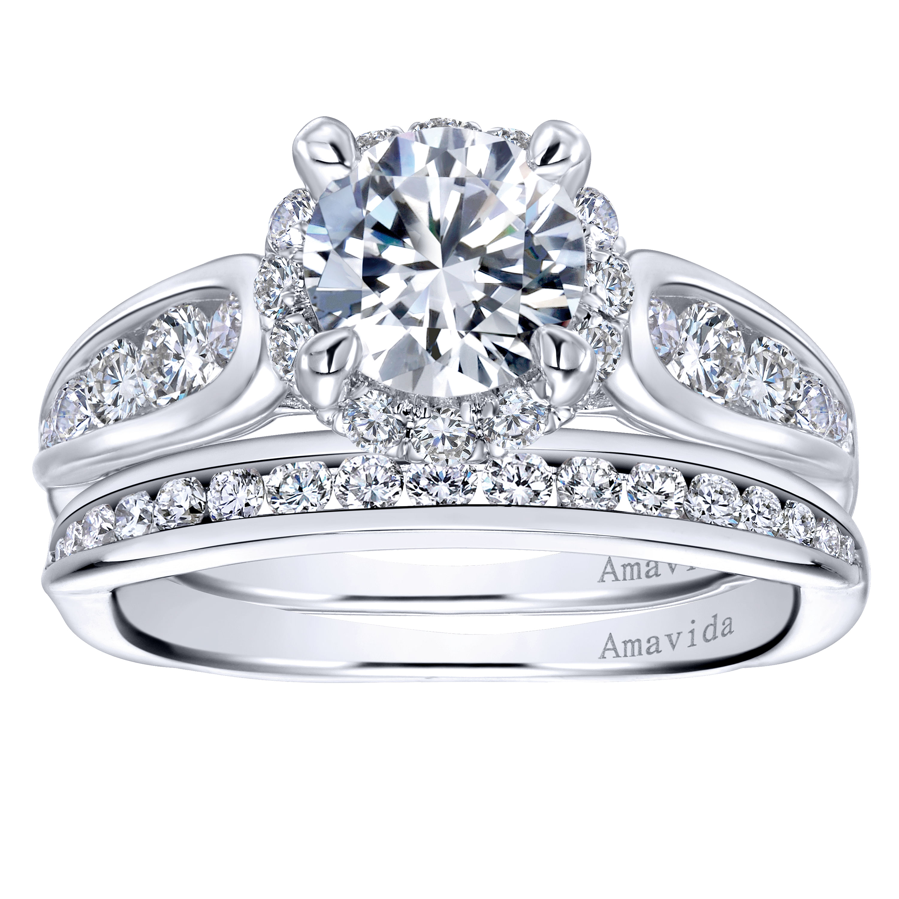 18k White Gold Diamond Straight Wedding Band angle 4 18k White Gold Diamond Straight Wedding Band angle 4
