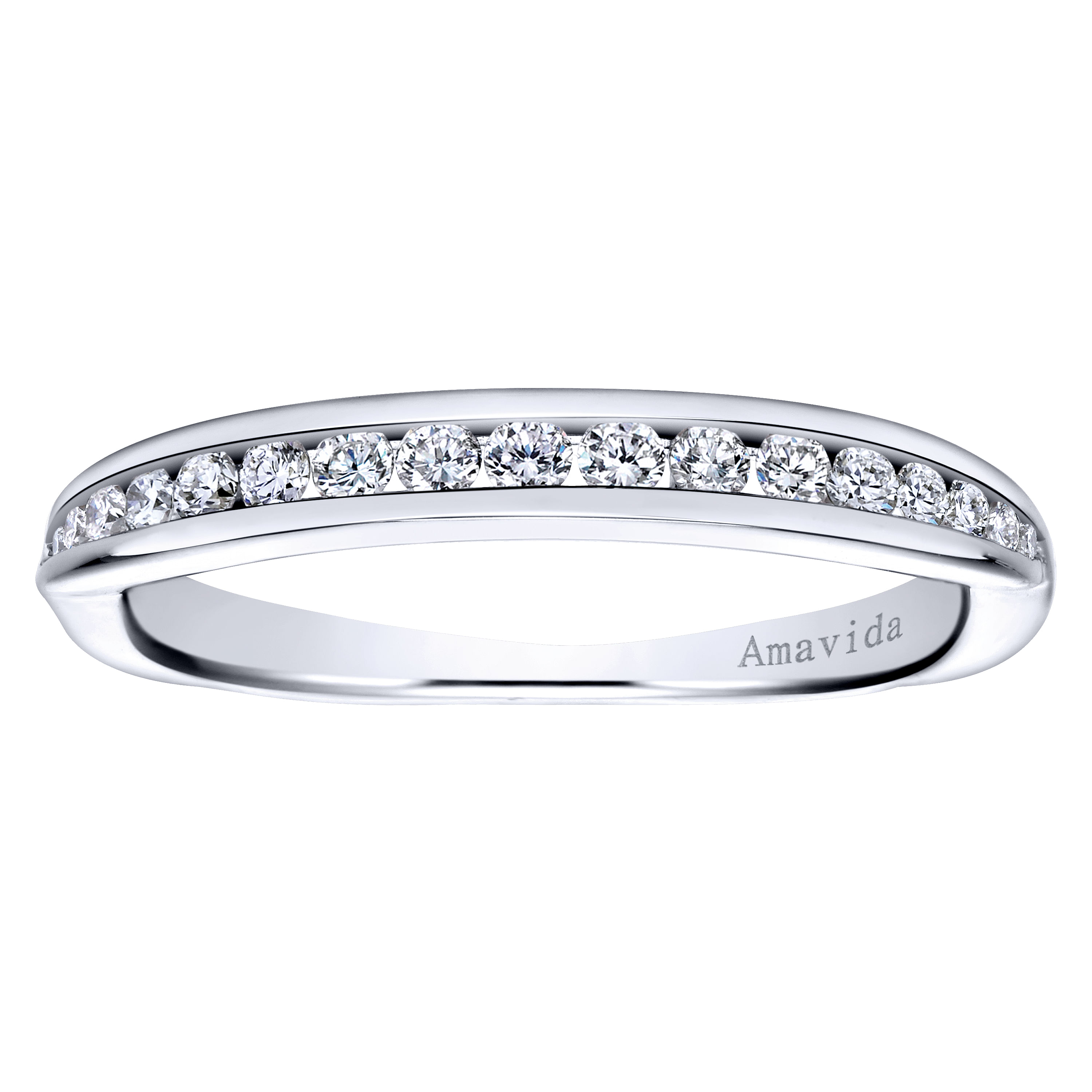 18k White Gold Diamond Straight Wedding Band angle 5 18k White Gold Diamond Straight Wedding Band angle 5
