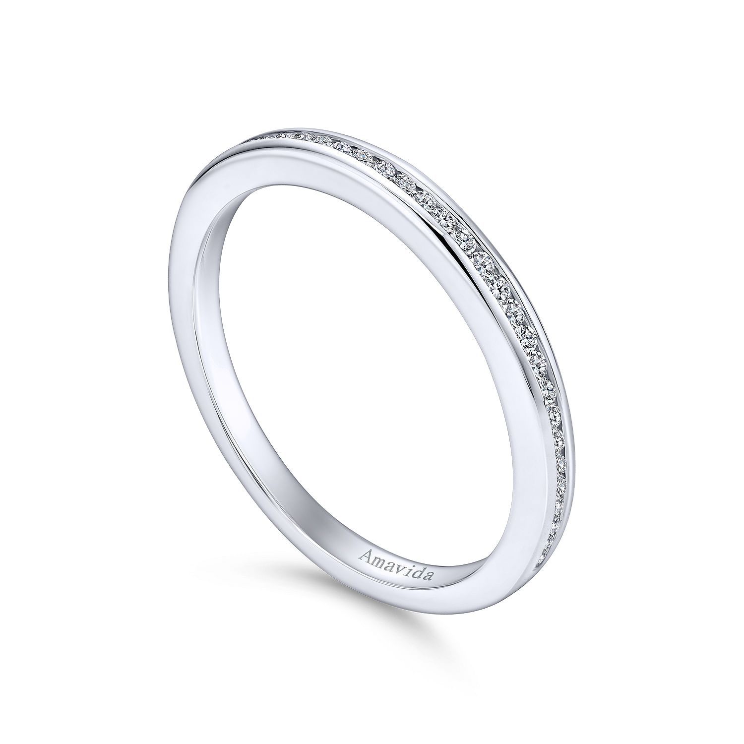 18k White Gold Diamond Straight Wedding Band angle 3 18k White Gold Diamond Straight Wedding Band angle 3