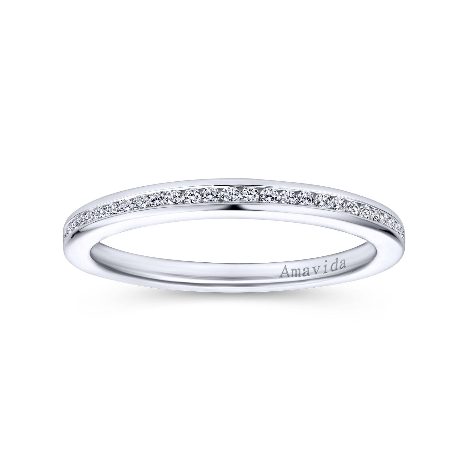 18k White Gold Diamond Straight Wedding Band angle 5 18k White Gold Diamond Straight Wedding Band angle 5
