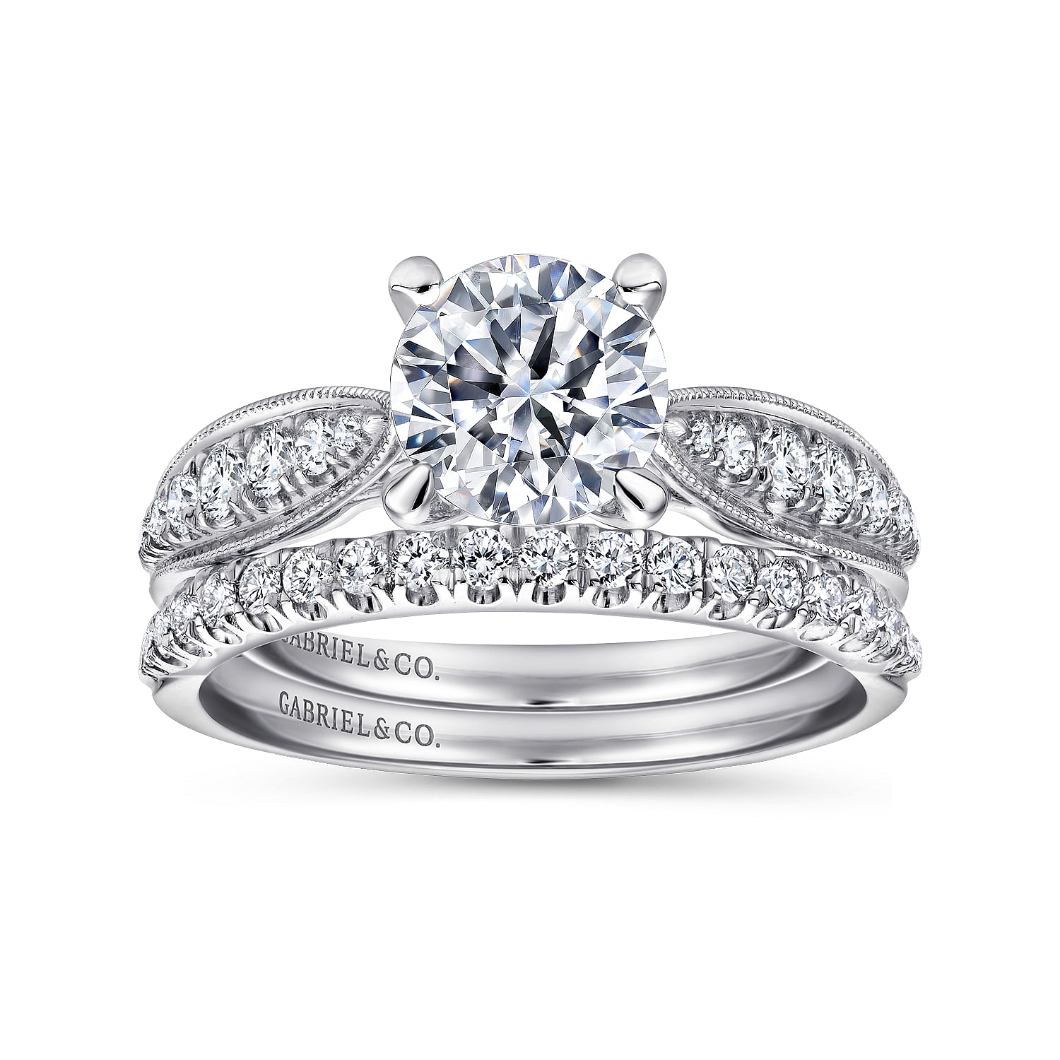 18k White Gold Diamond Straight Wedding Band angle 4 18k White Gold Diamond Straight Wedding Band angle 4