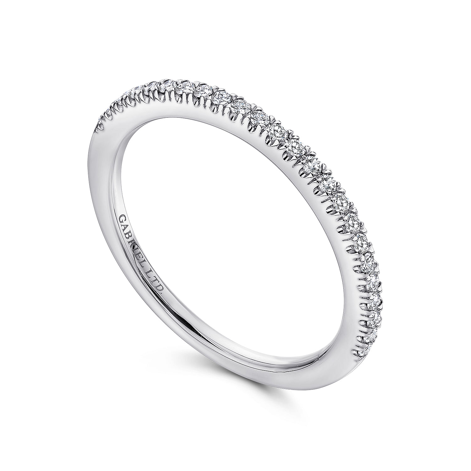 18k White Gold Diamond Straight Wedding Band angle 3 18k White Gold Diamond Straight Wedding Band angle 3