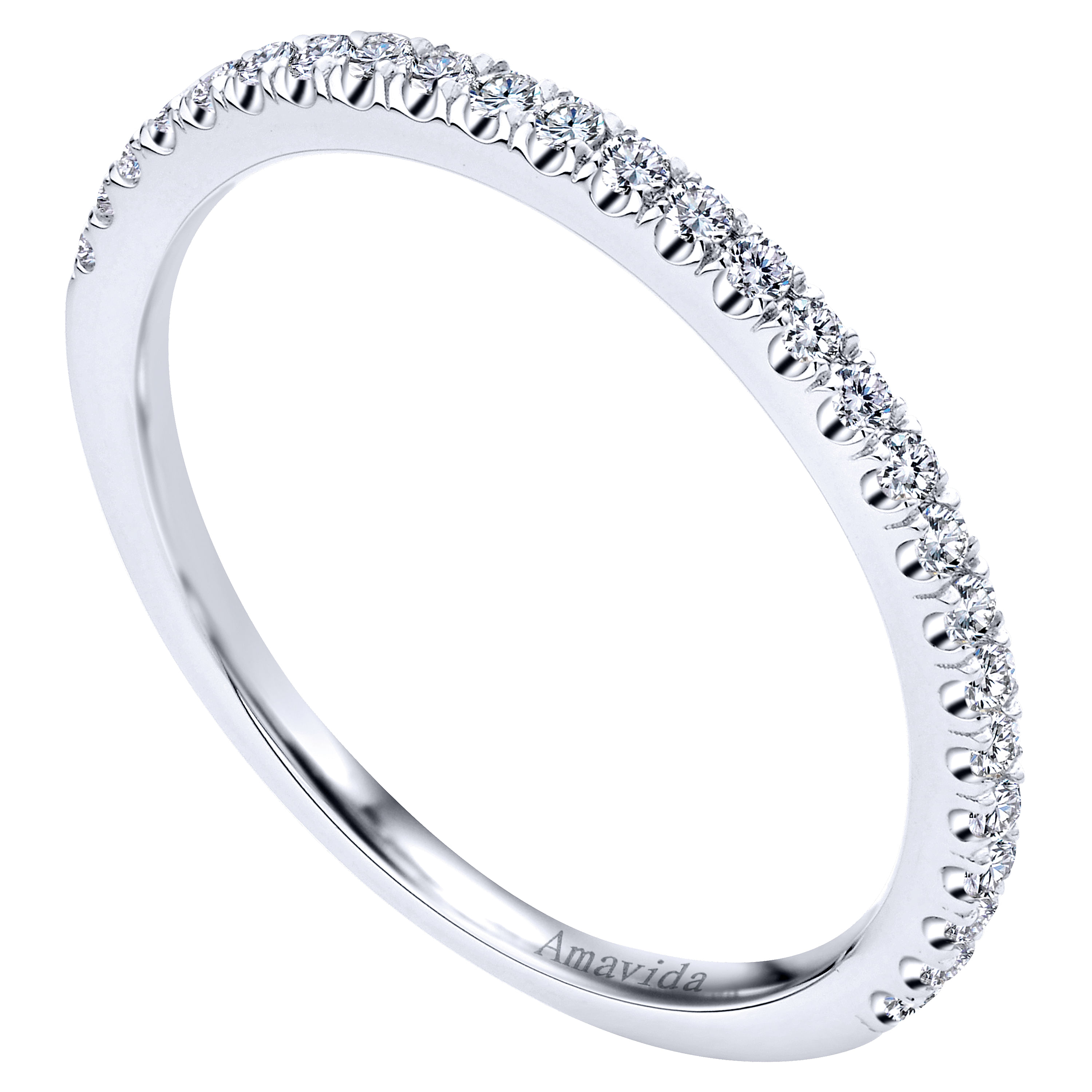 18k White Gold Diamond Straight Wedding Band angle 3 18k White Gold Diamond Straight Wedding Band angle 3