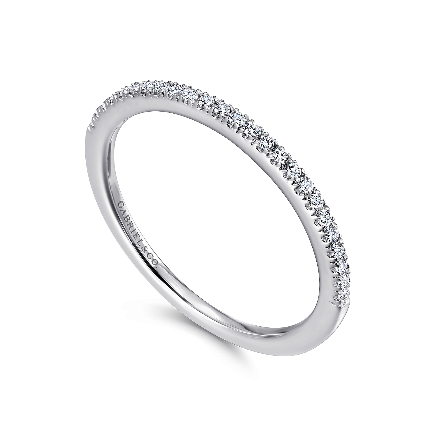 18k White Gold Diamond Straight Wedding Band angle 3 18k White Gold Diamond Straight Wedding Band angle 3