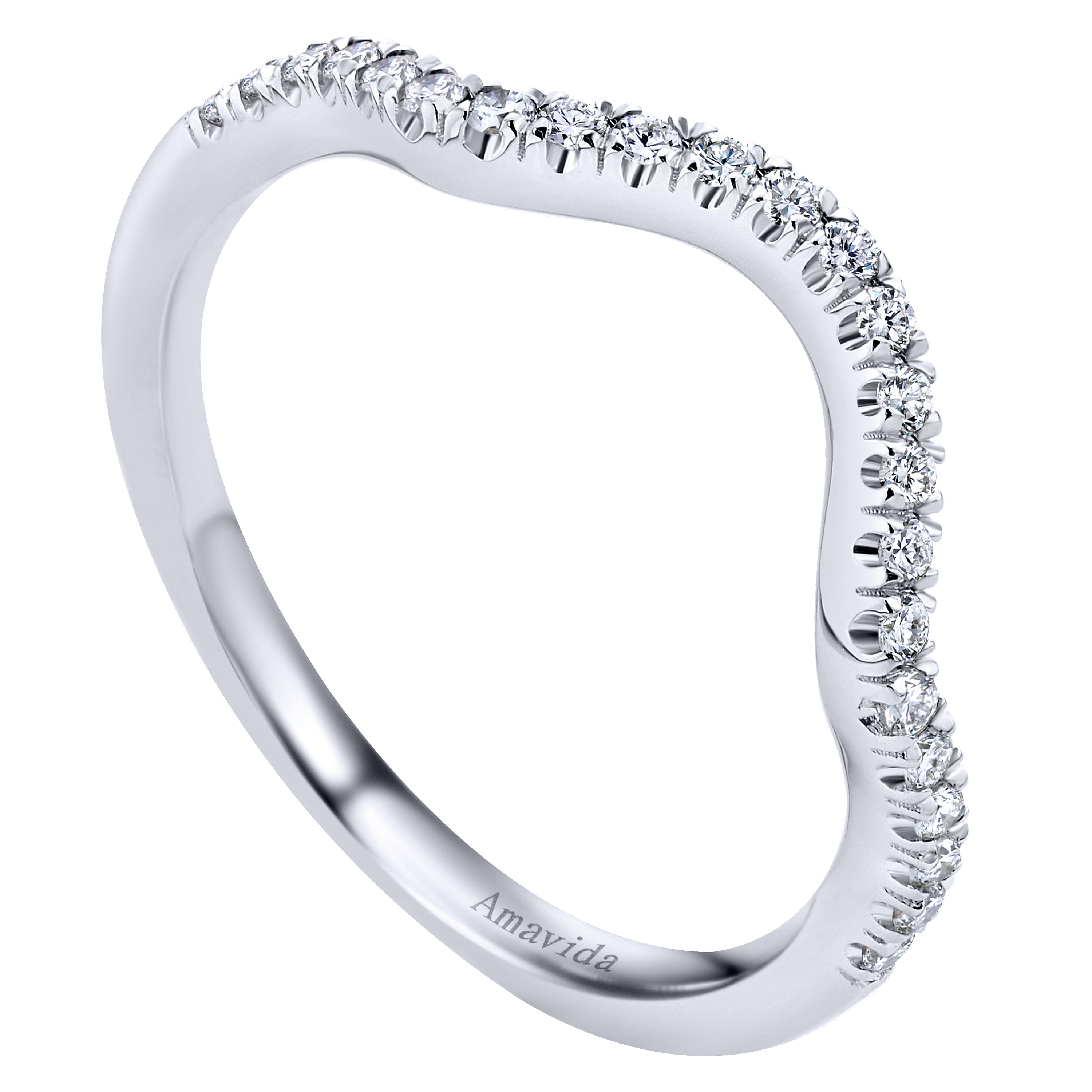 18k White Gold Diamond Straight Wedding Band angle 3 18k White Gold Diamond Straight Wedding Band angle 3