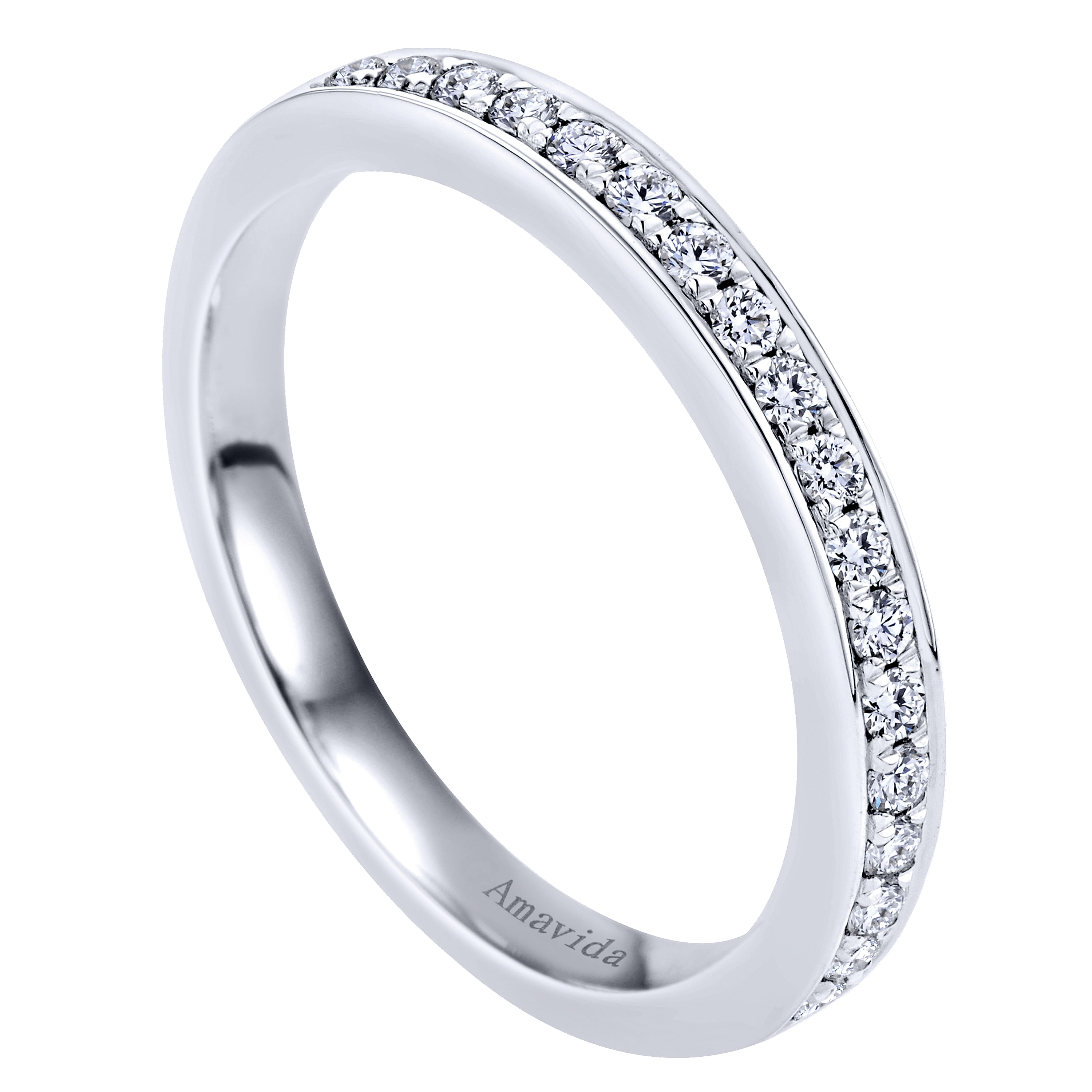 18k White Gold Diamond Straight Wedding Band angle 3 18k White Gold Diamond Straight Wedding Band angle 3