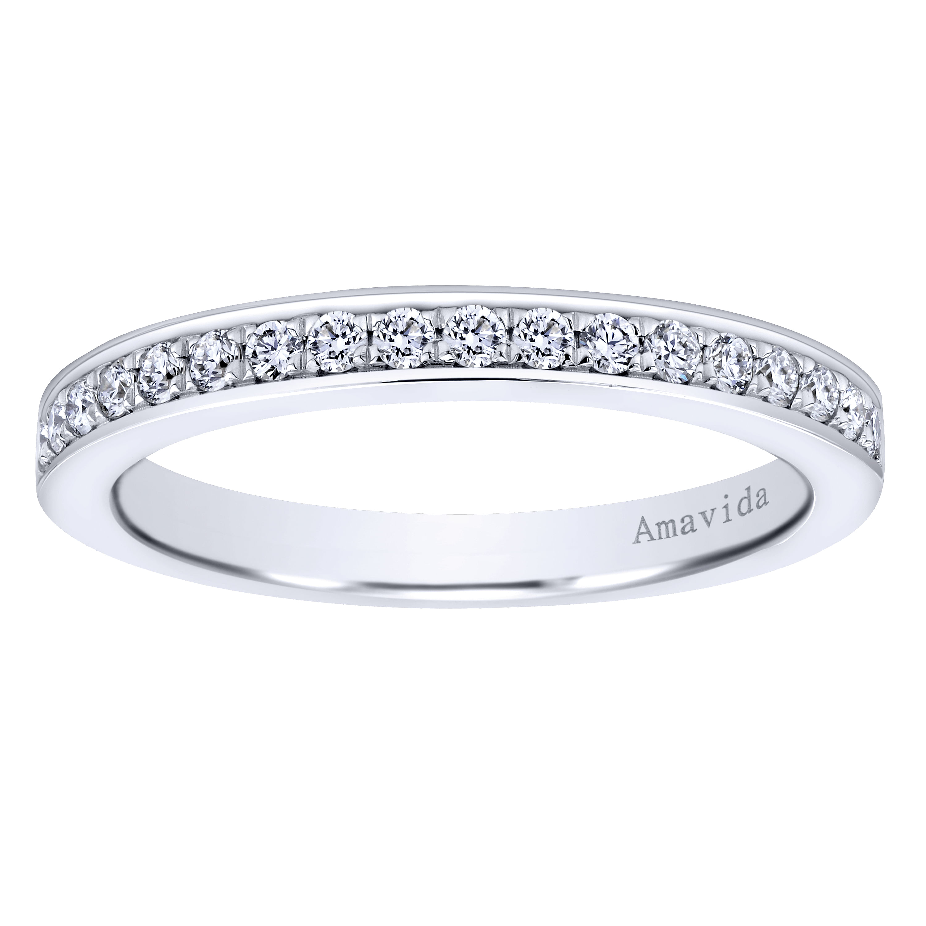18k White Gold Diamond Straight Wedding Band angle 5 18k White Gold Diamond Straight Wedding Band angle 5