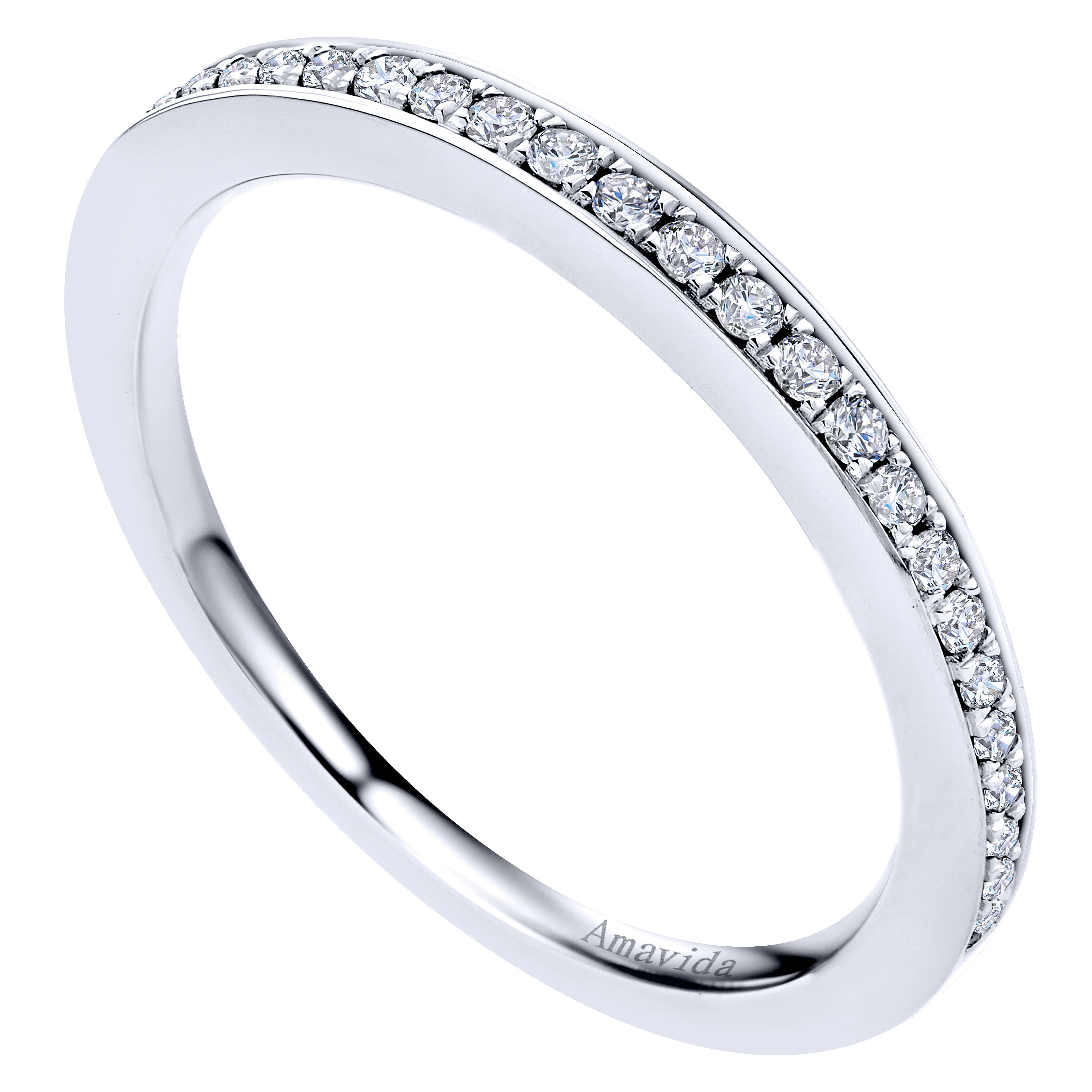 18k White Gold Diamond Straight Wedding Band angle 3 18k White Gold Diamond Straight Wedding Band angle 3