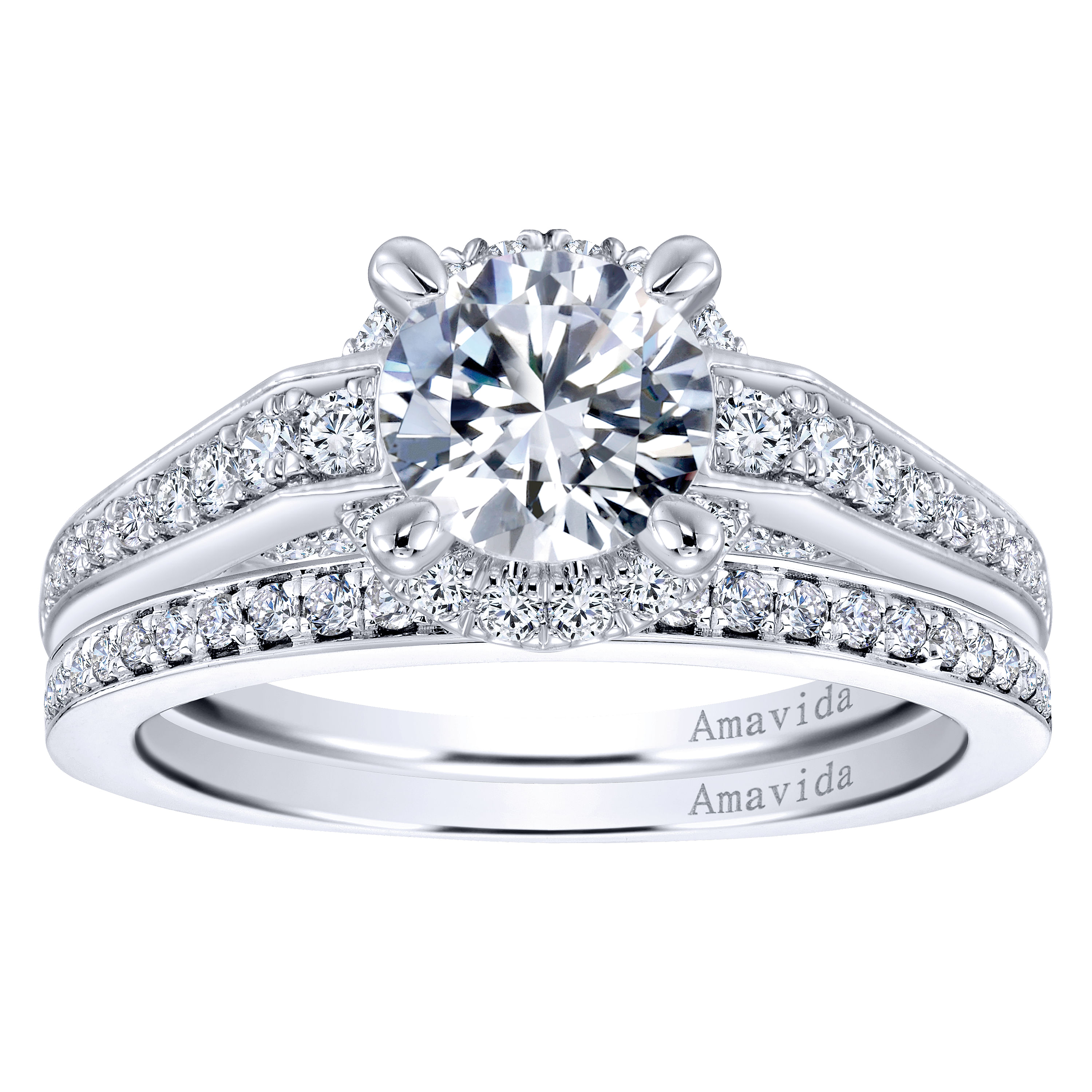 18k White Gold Diamond Straight Wedding Band angle 4 18k White Gold Diamond Straight Wedding Band angle 4