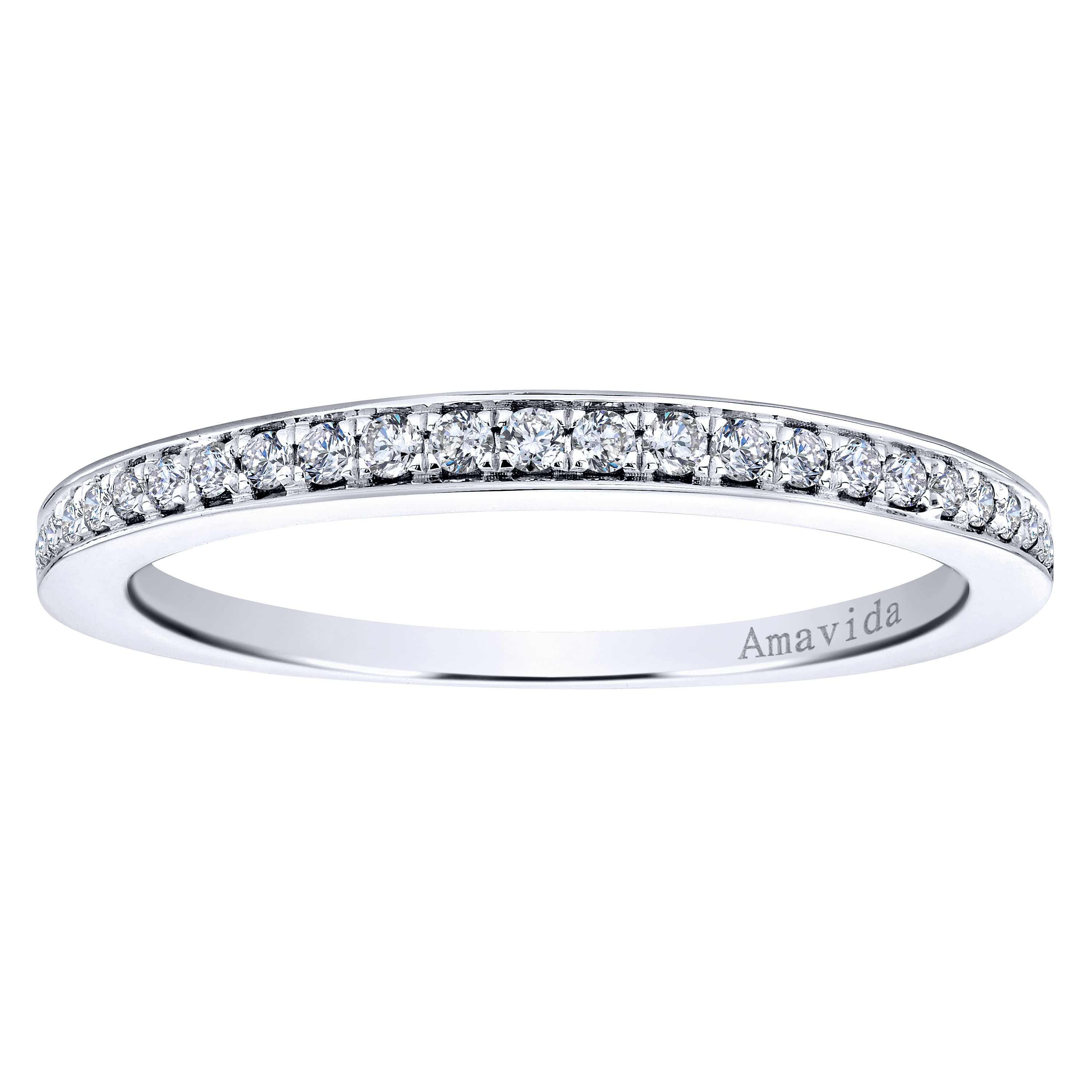 18k White Gold Diamond Straight Wedding Band angle 5 18k White Gold Diamond Straight Wedding Band angle 5