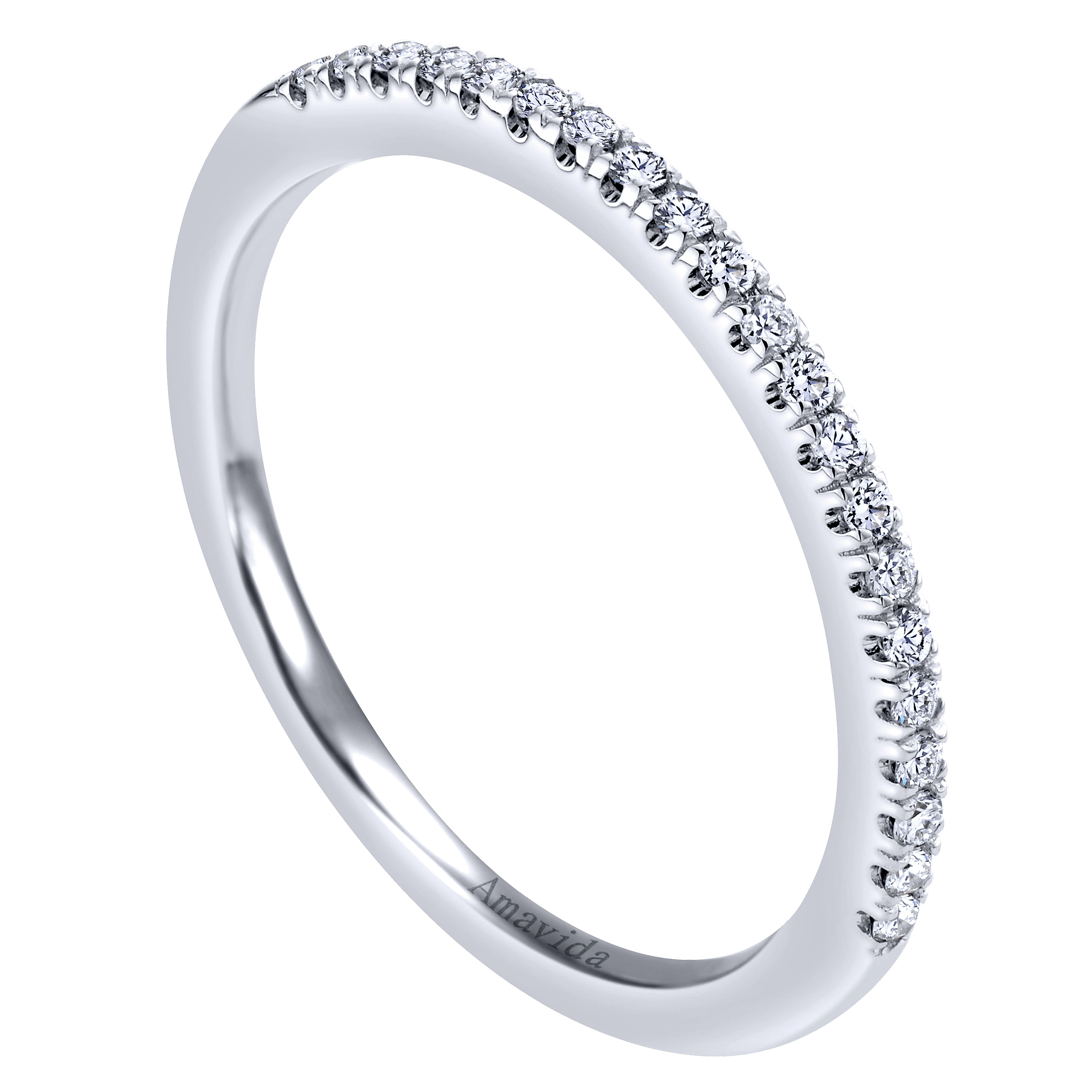 18k White Gold Diamond Straight Wedding Band angle 3 18k White Gold Diamond Straight Wedding Band angle 3