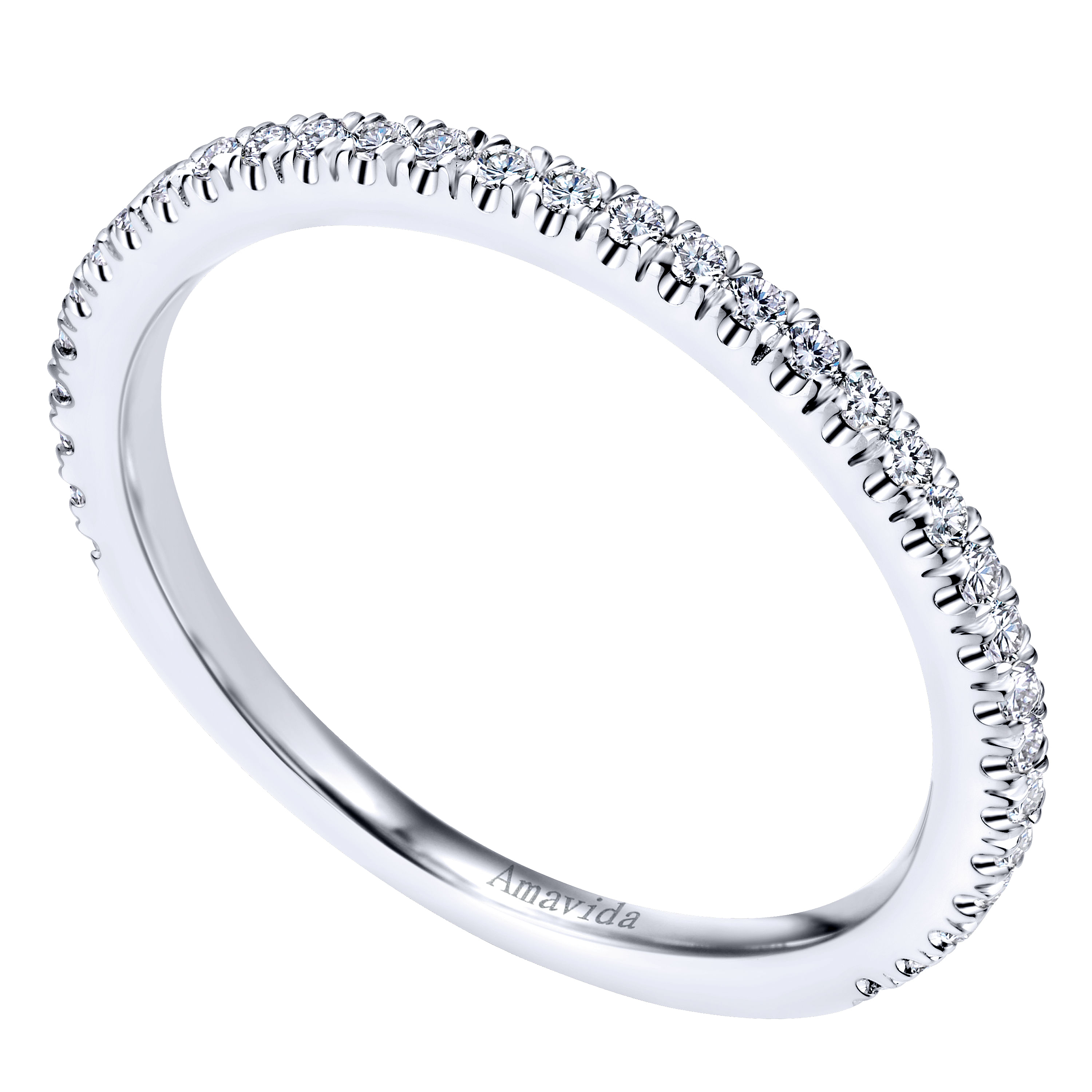 18k White Gold Diamond Straight Wedding Band angle 3 18k White Gold Diamond Straight Wedding Band angle 3