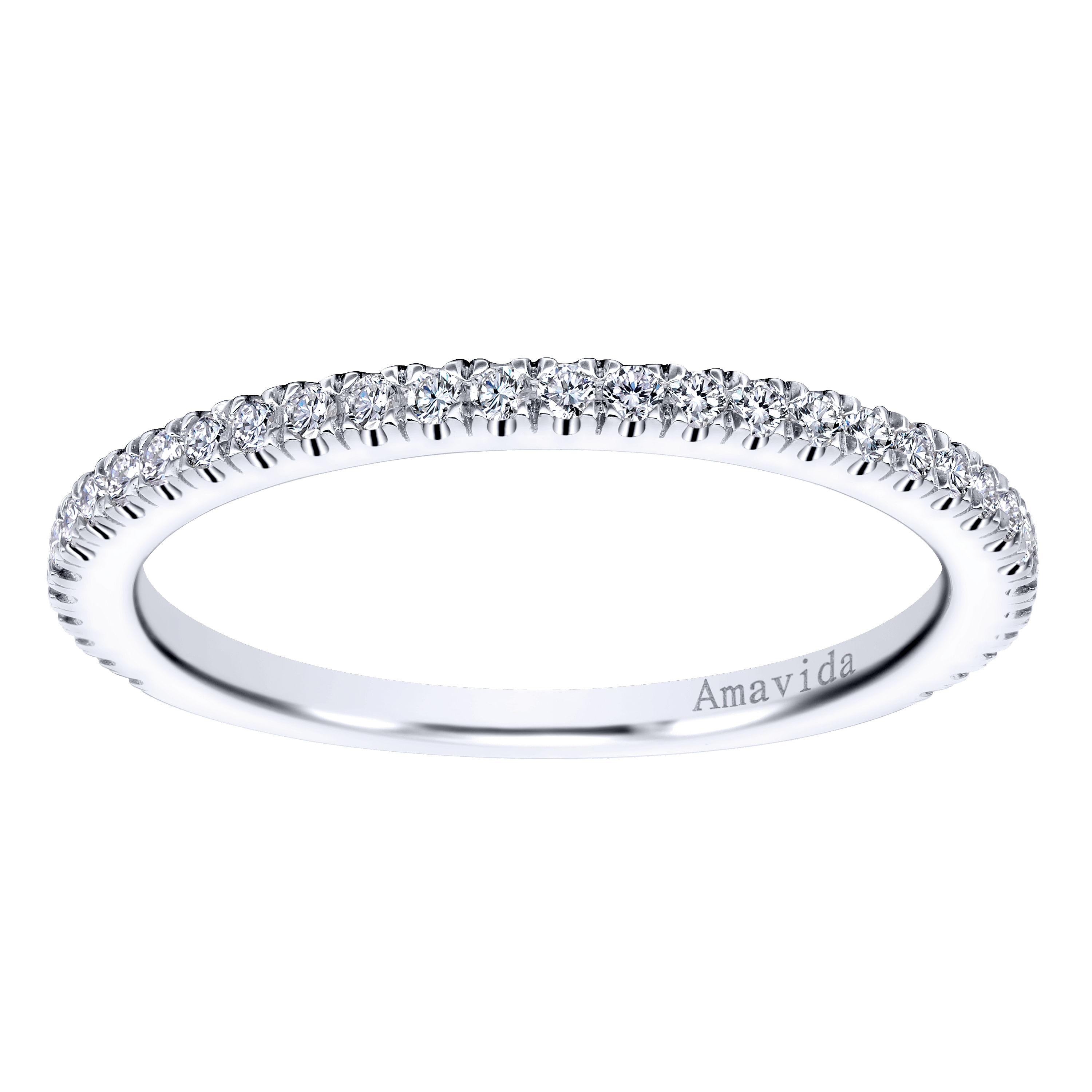 18k White Gold Diamond Straight Wedding Band angle 5 18k White Gold Diamond Straight Wedding Band angle 5