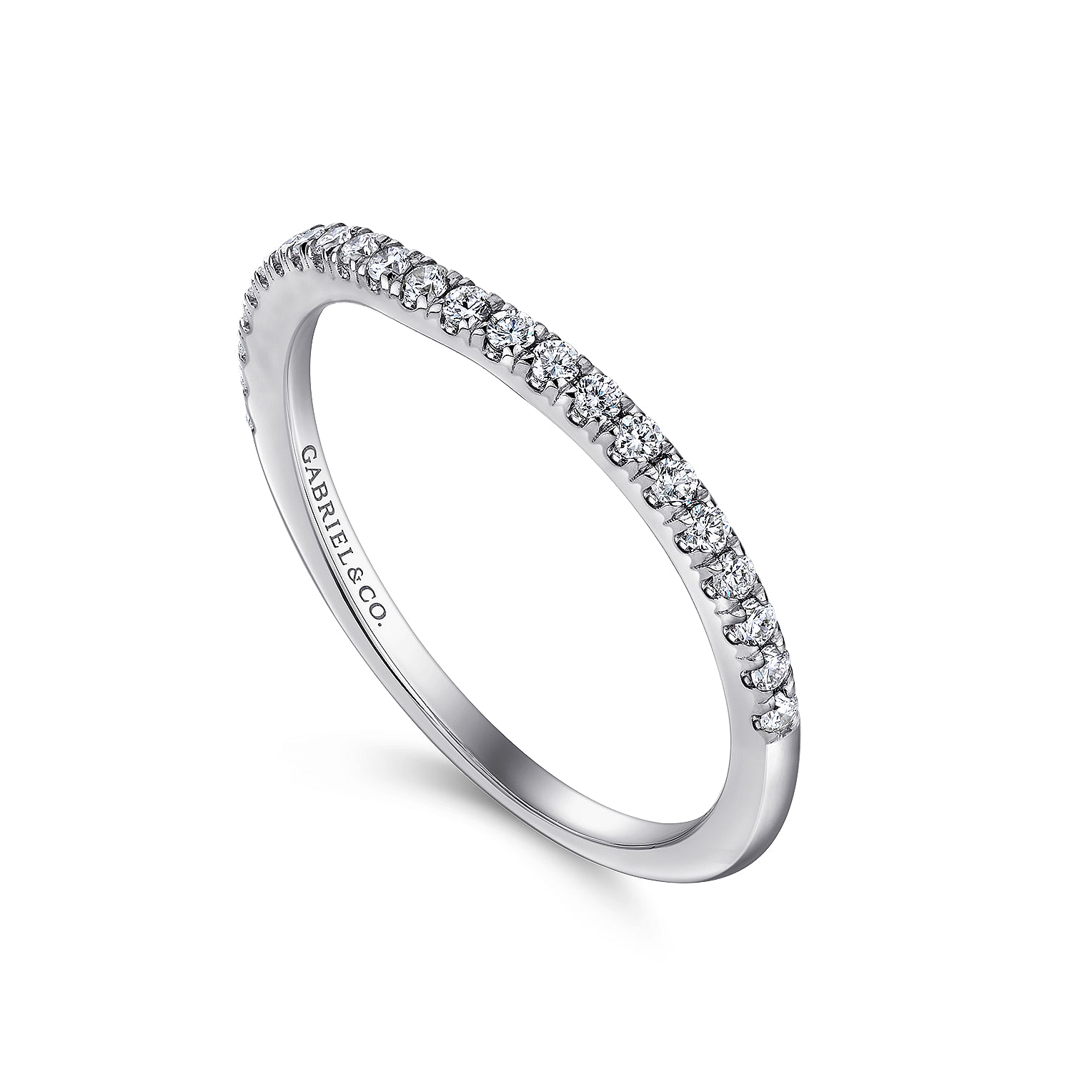 18k White Gold Diamond Straight Wedding Band angle 3 18k White Gold Diamond Straight Wedding Band angle 3