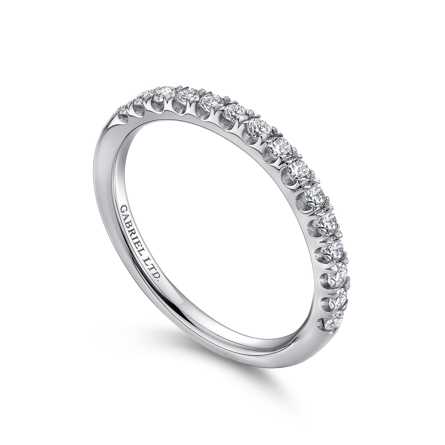 18k White Gold Diamond Straight Wedding Band angle 3 18k White Gold Diamond Straight Wedding Band angle 3