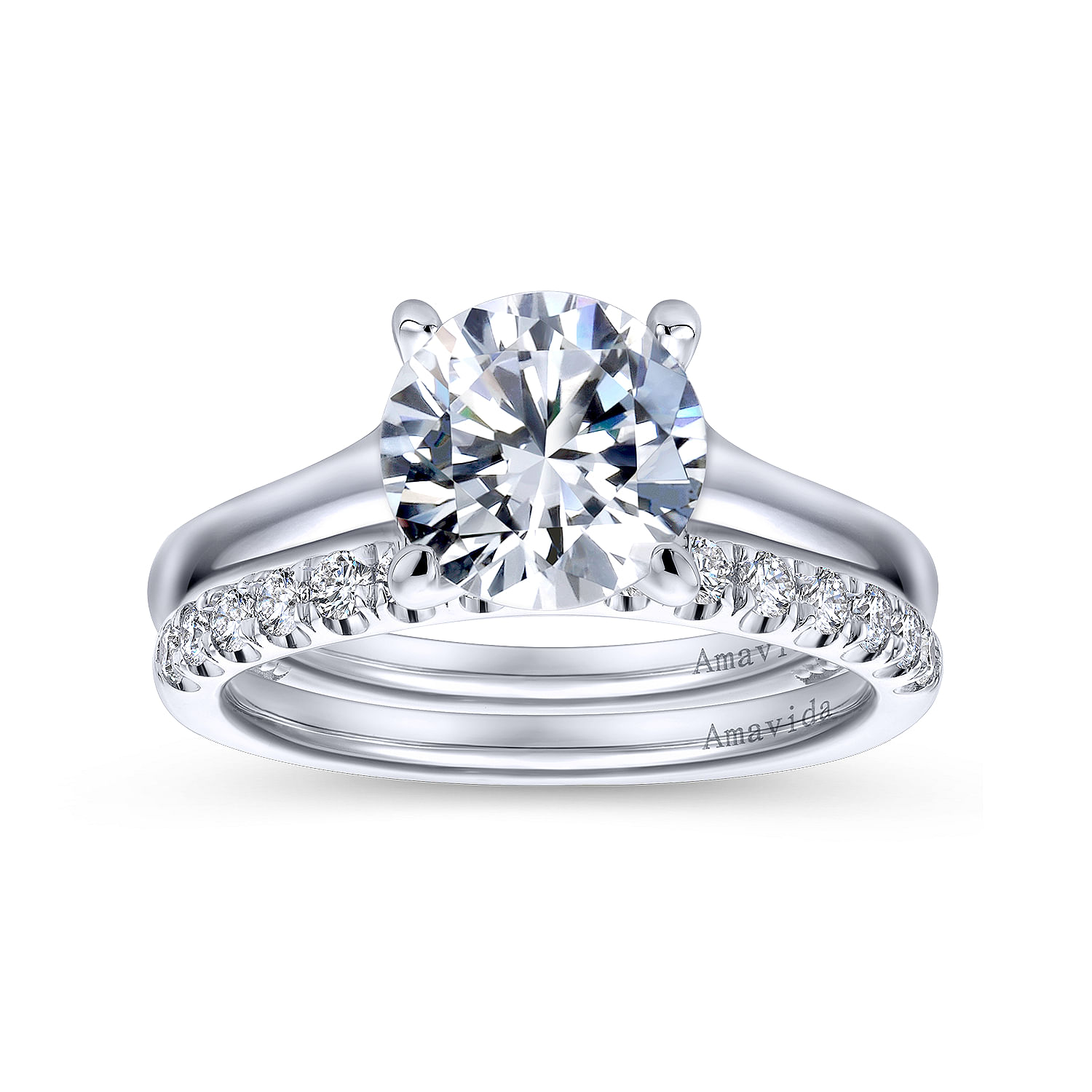 18k White Gold Diamond Straight Wedding Band angle 4 18k White Gold Diamond Straight Wedding Band angle 4