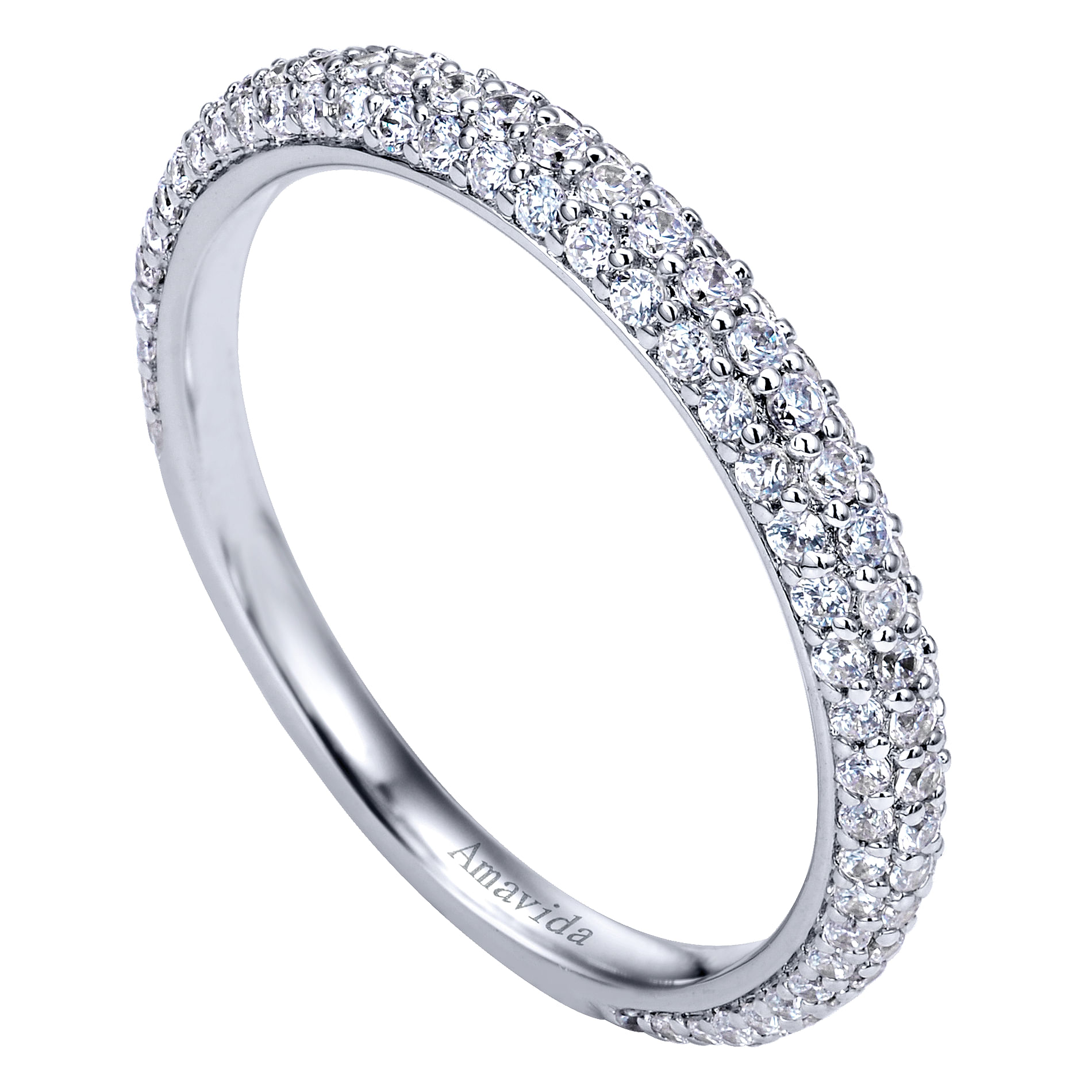 18k White Gold Diamond Straight Wedding Band angle 3 18k White Gold Diamond Straight Wedding Band angle 3