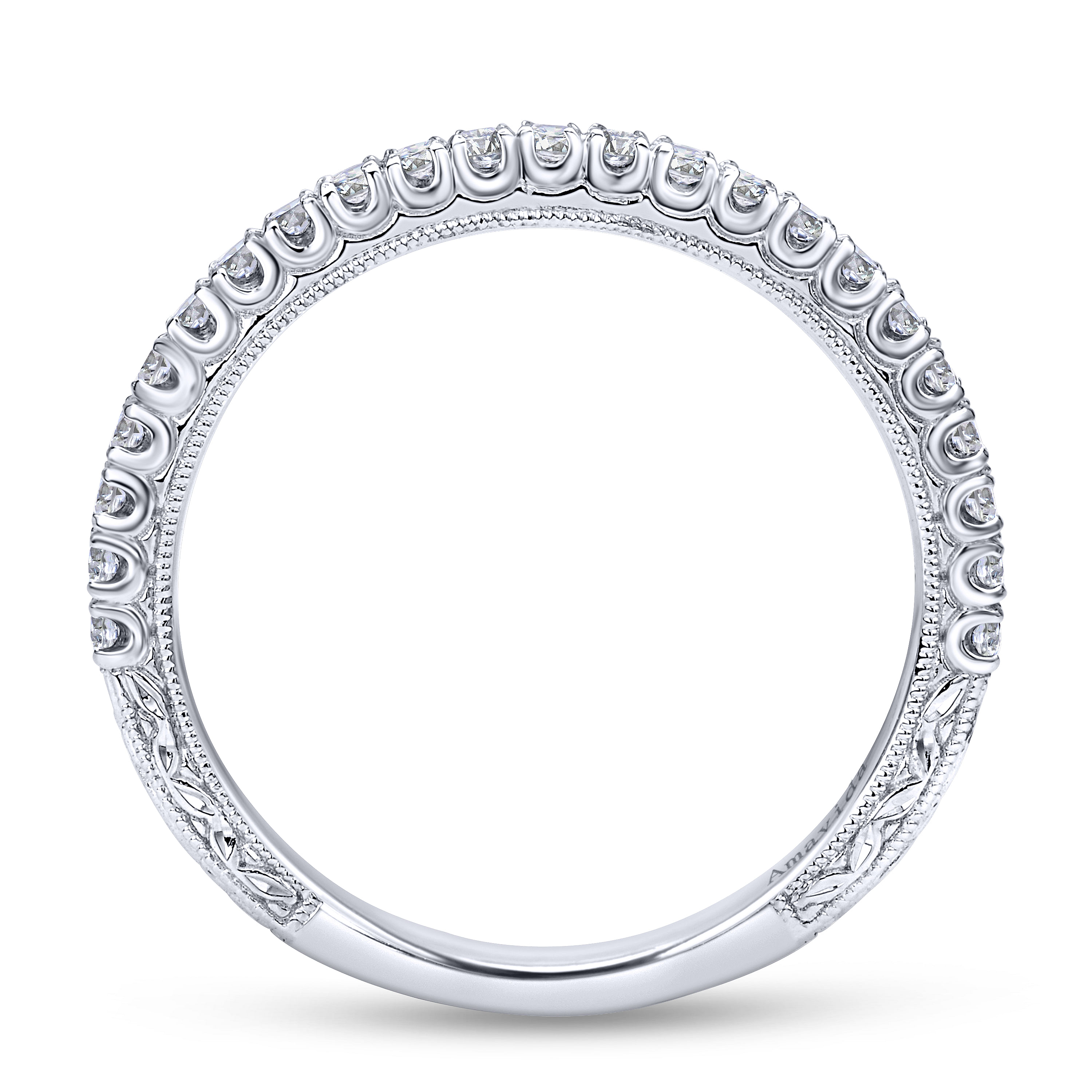 18k White Gold Diamond Straight Wedding Band angle 2 18k White Gold Diamond Straight Wedding Band angle 2