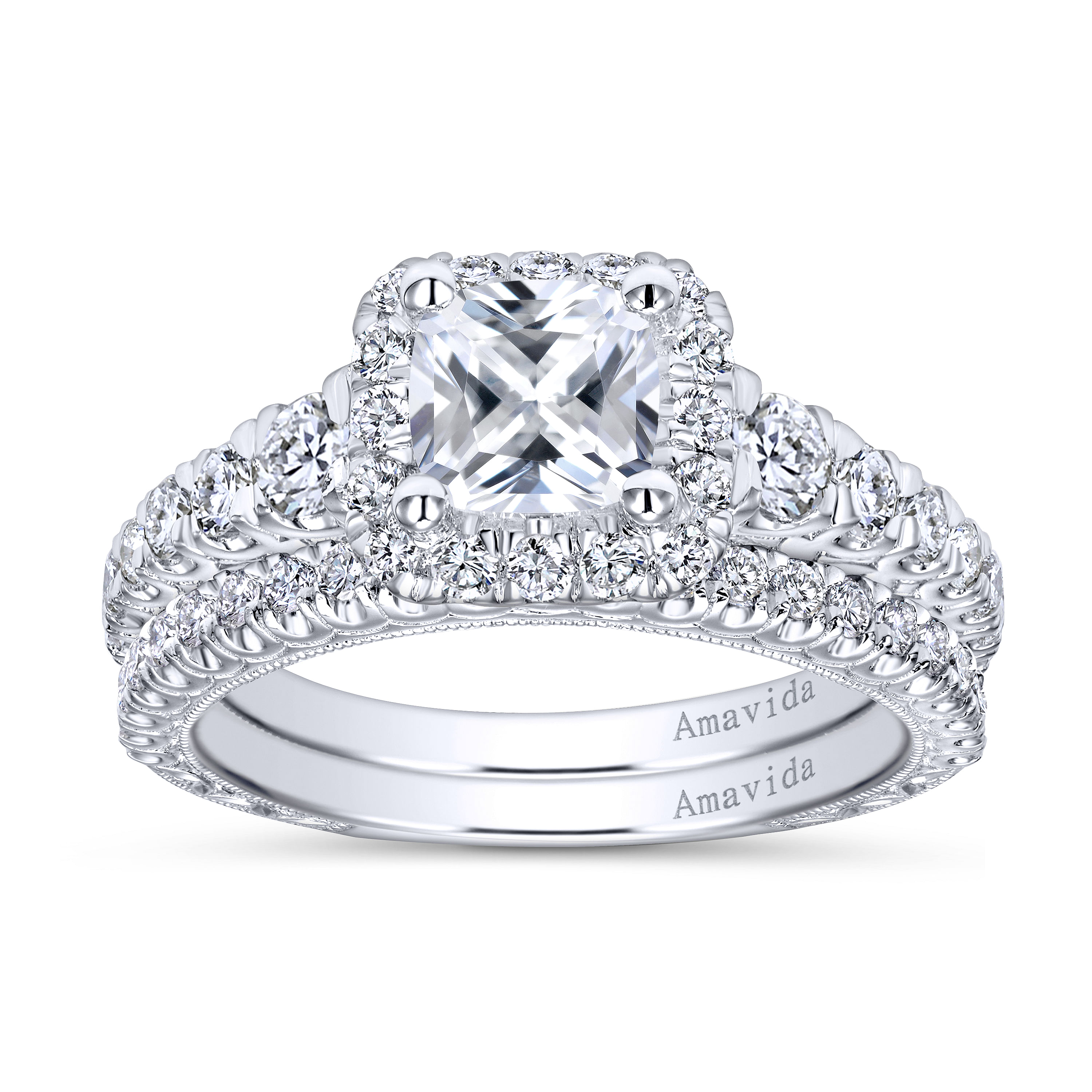 18k White Gold Diamond Straight Wedding Band angle 4 18k White Gold Diamond Straight Wedding Band angle 4