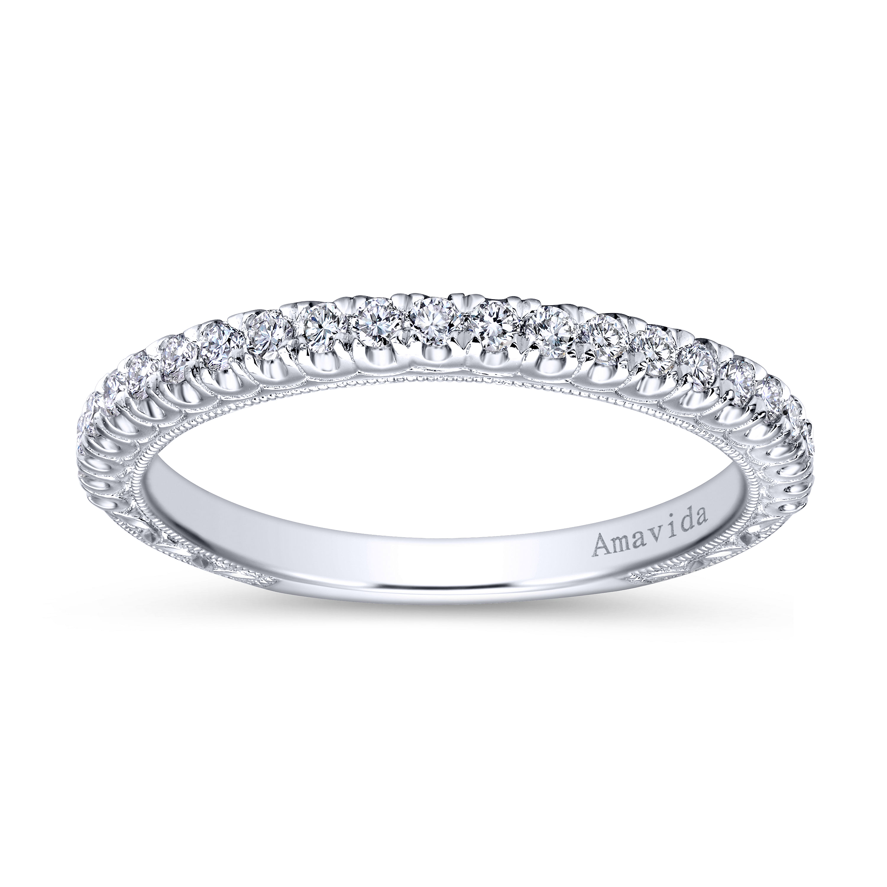 18k White Gold Diamond Straight Wedding Band angle 5 18k White Gold Diamond Straight Wedding Band angle 5