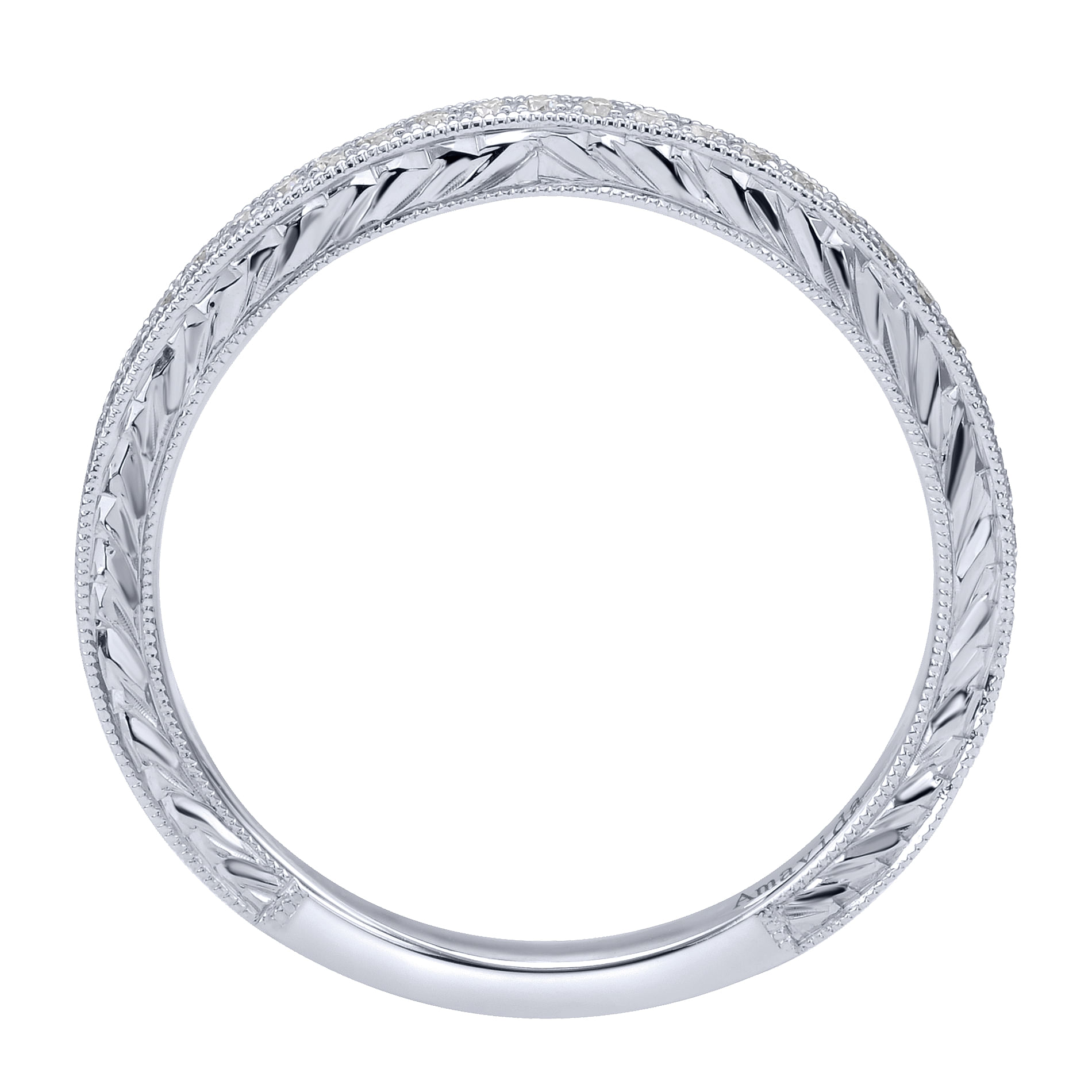 18k White Gold Diamond Straight Wedding Band angle 2 18k White Gold Diamond Straight Wedding Band angle 2