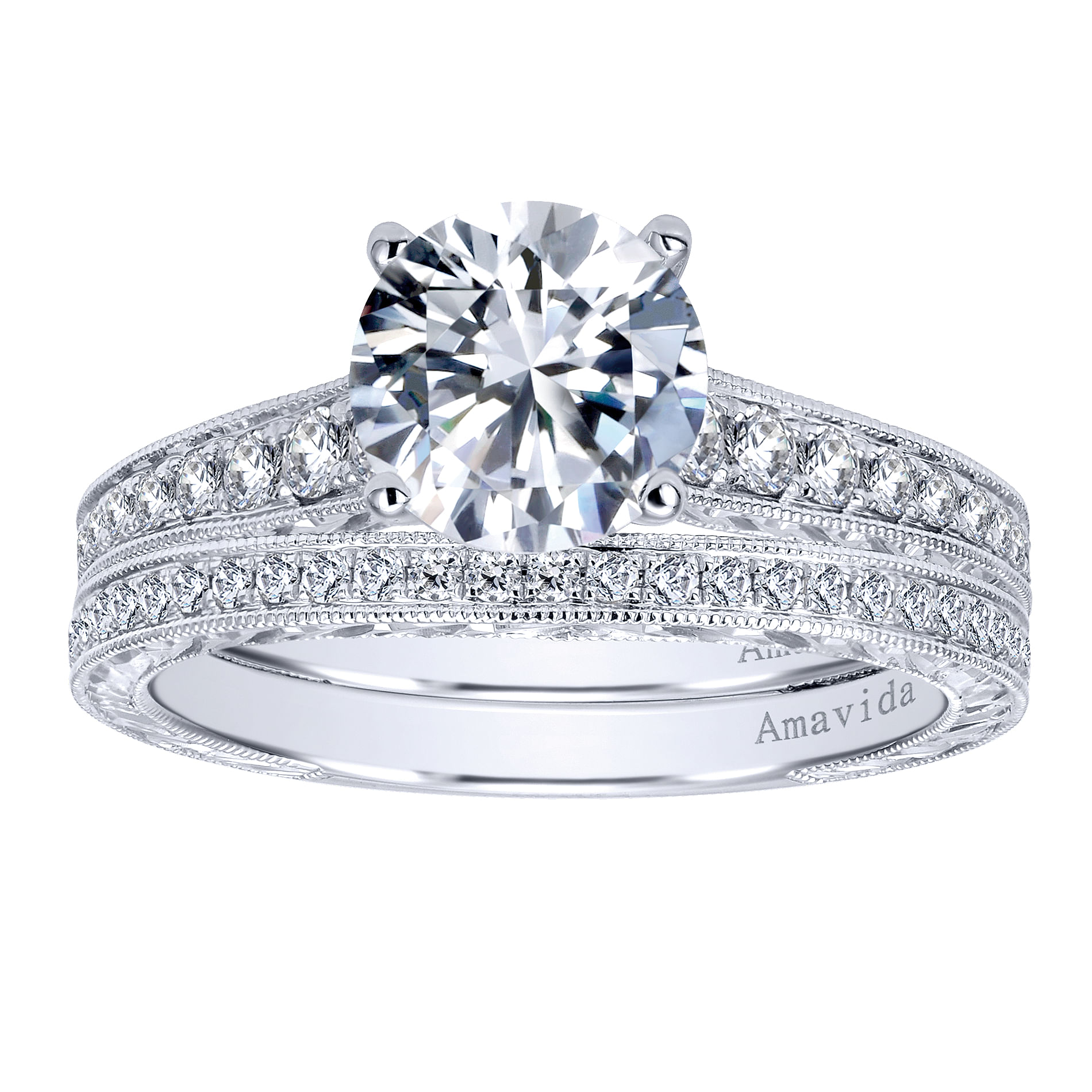 18k White Gold Diamond Straight Wedding Band angle 4 18k White Gold Diamond Straight Wedding Band angle 4
