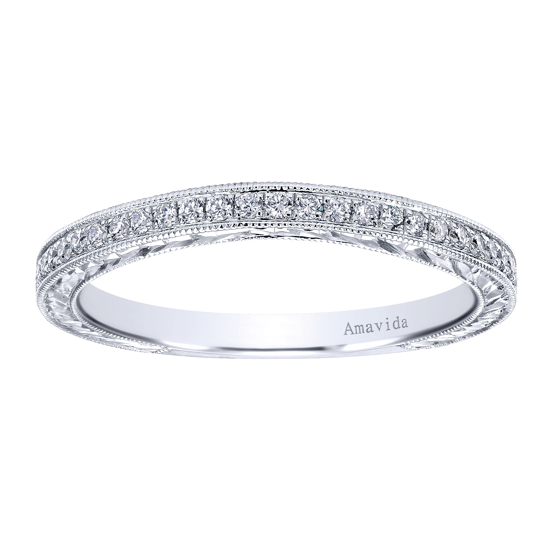 18k White Gold Diamond Straight Wedding Band angle 5 18k White Gold Diamond Straight Wedding Band angle 5