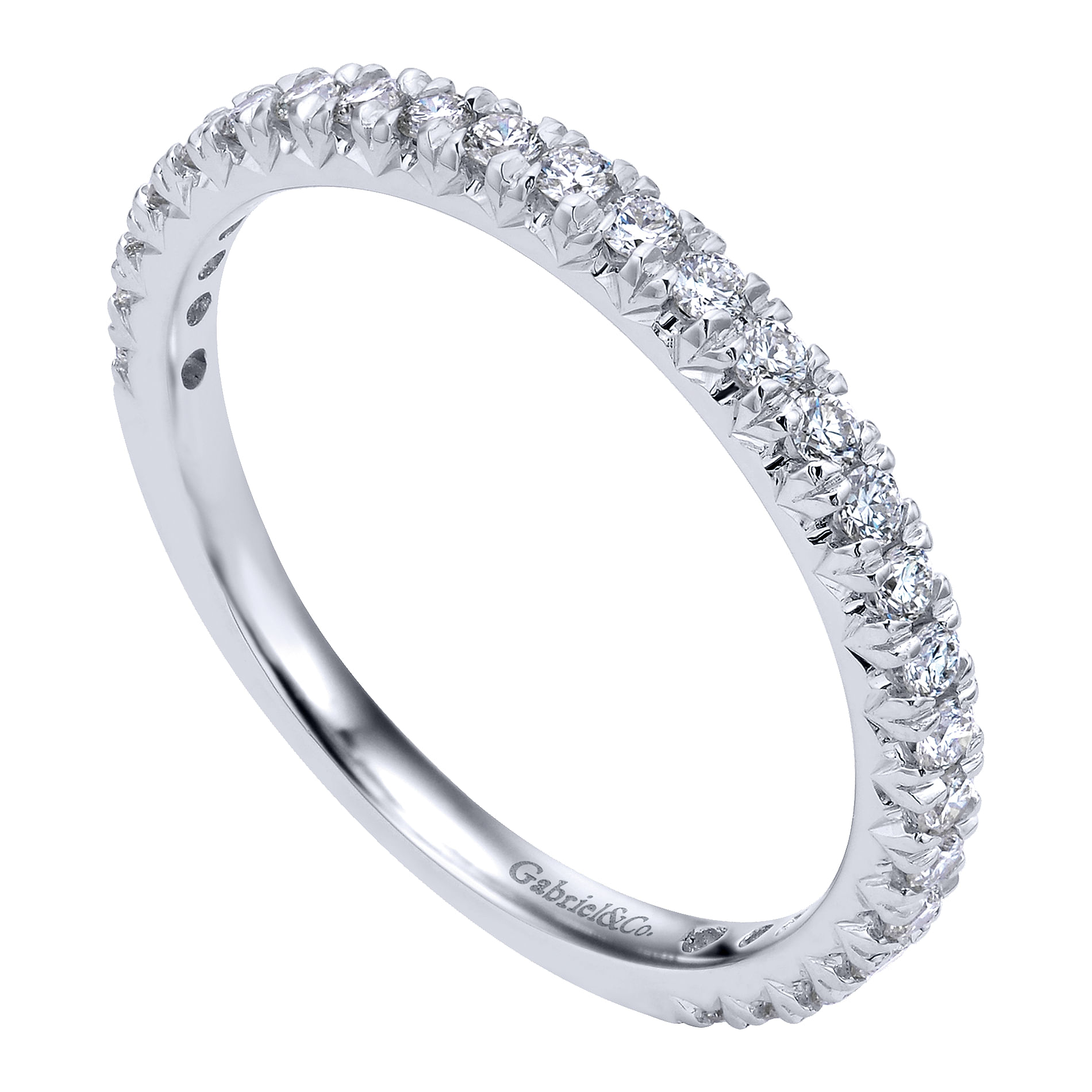 18k White Gold Diamond Straight Wedding Band angle 3 18k White Gold Diamond Straight Wedding Band angle 3