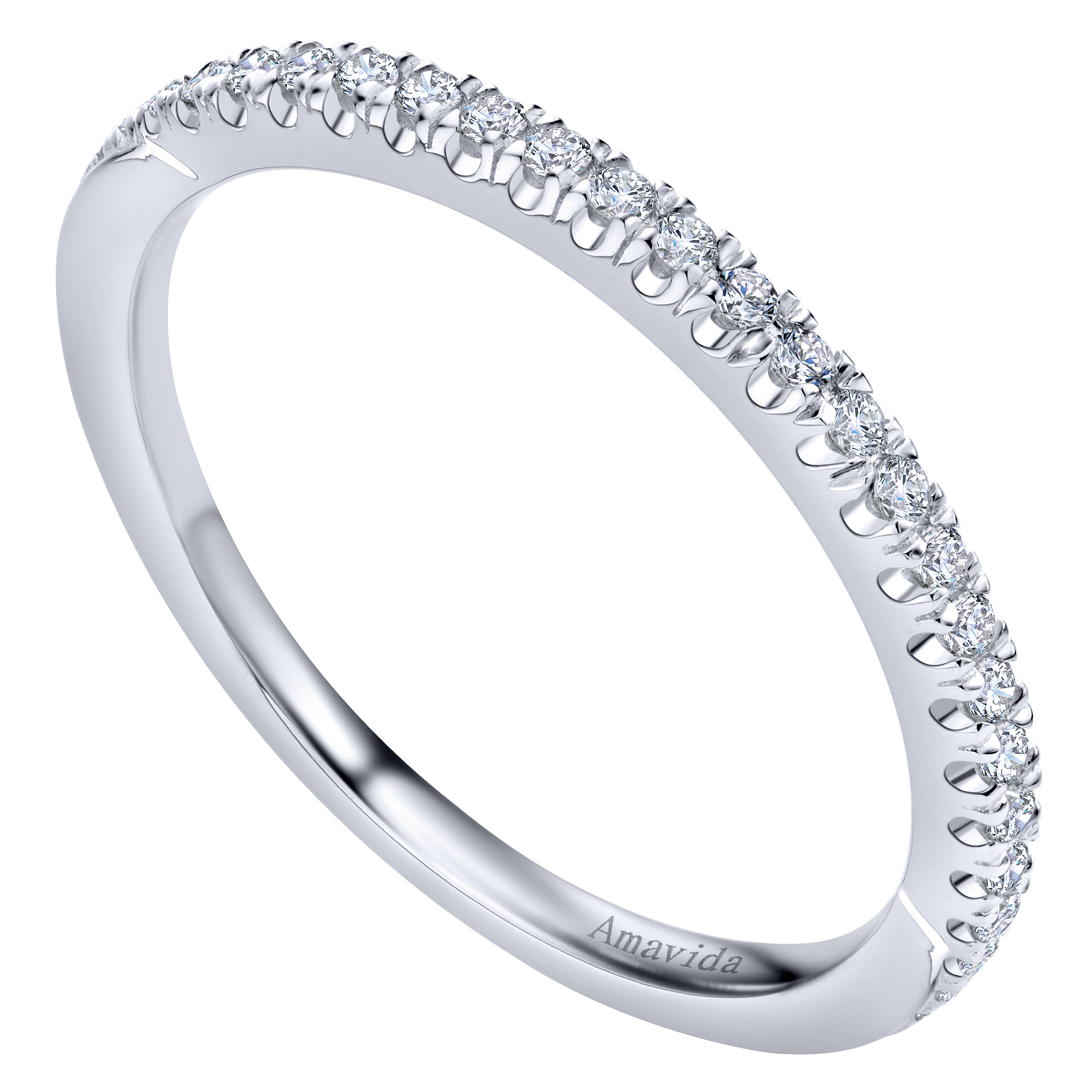 18k White Gold Diamond Straight Wedding Band angle 3 18k White Gold Diamond Straight Wedding Band angle 3