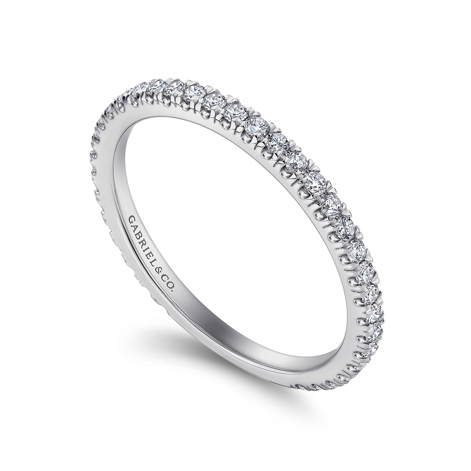 18k White Gold Diamond Straight Wedding Band angle 3 18k White Gold Diamond Straight Wedding Band angle 3